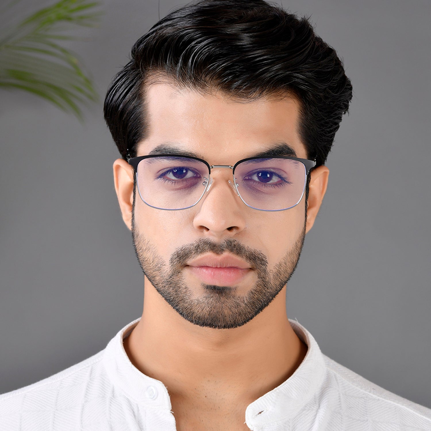 Royal Son Square Black Silver Blue Light Blocking Eyeglasses Men Women - SF0087-C3