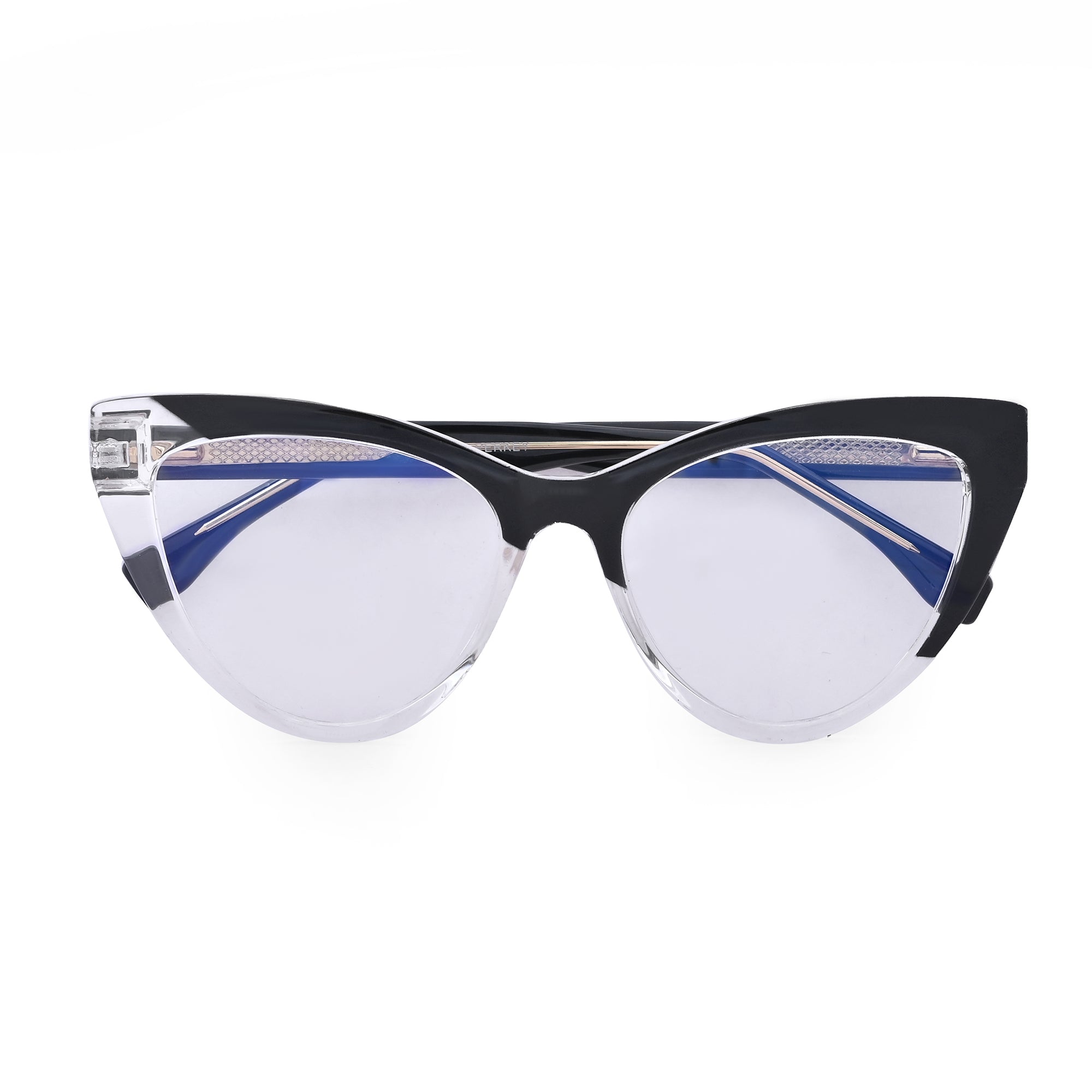 PERKEY Cat Eye Oversized Black White Fusion Computer Glasses For Women - OPTL0010-C4