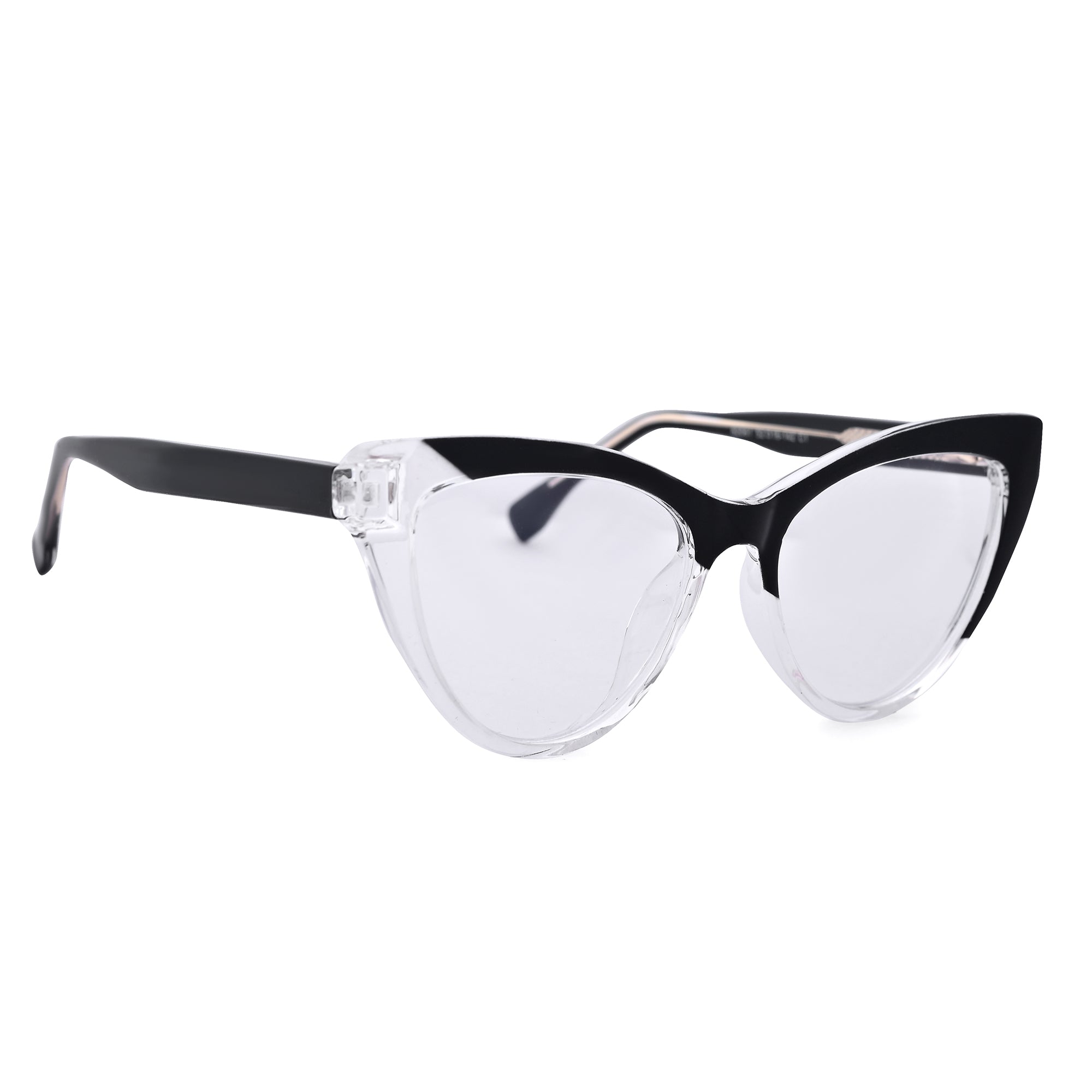 PERKEY Cat Eye Oversized Black White Fusion Computer Glasses For Women - OPTL0010-C4