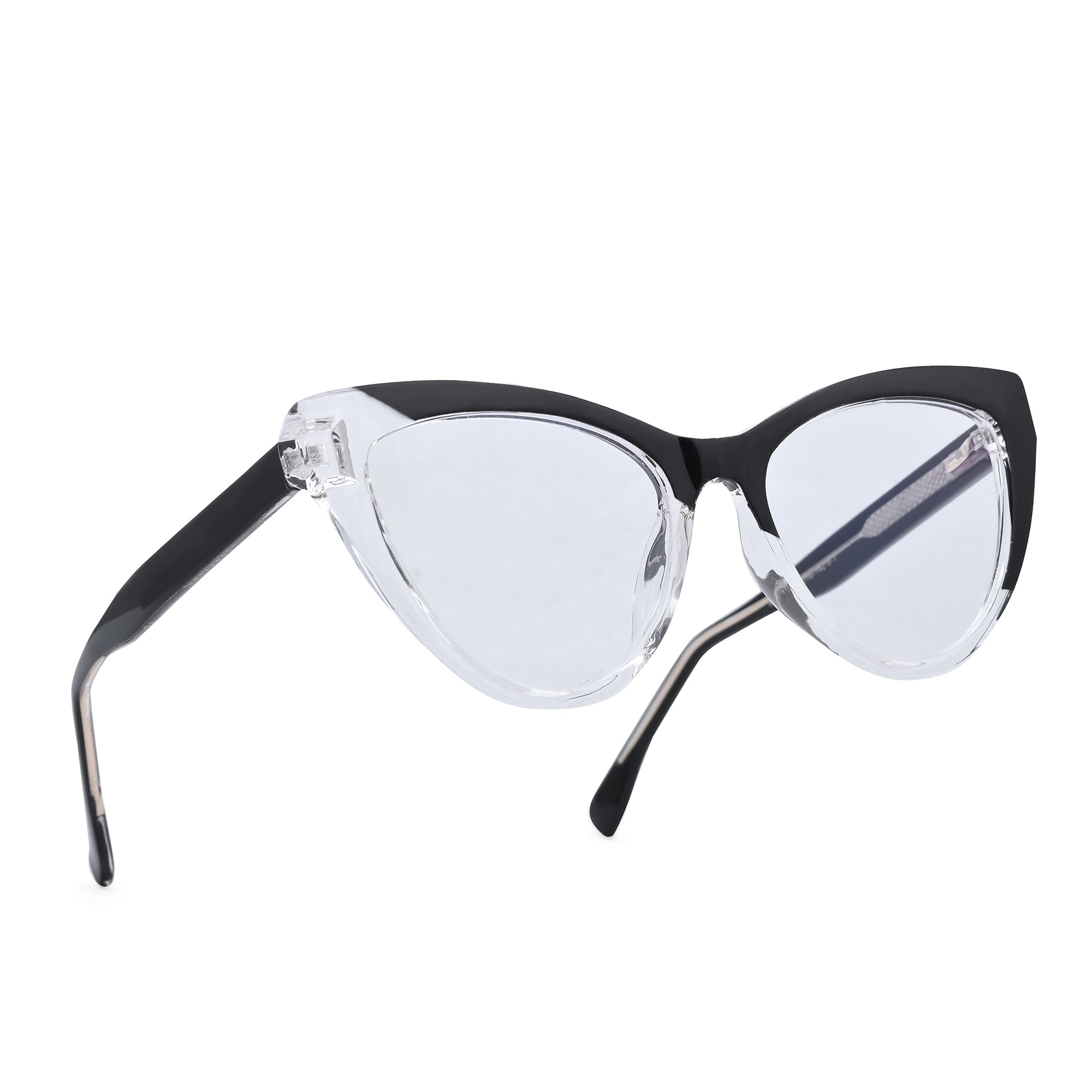 PERKEY Cat Eye Oversized Black White Fusion Computer Glasses For Women - OPTL0010-C4