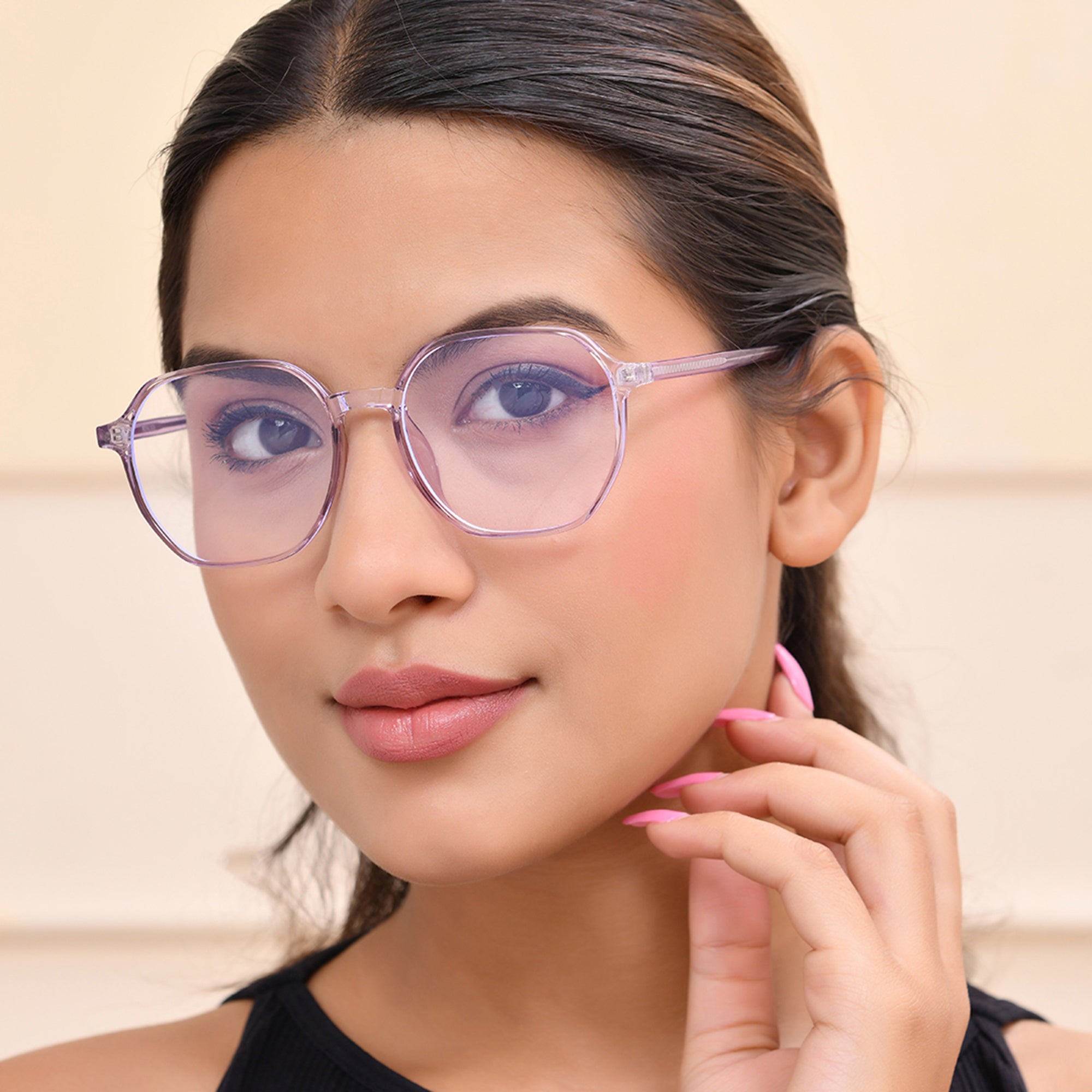 Royal Son Hexagon Blue Light Blocking Stylish White Spectacles For Men Women - SF0025-C6