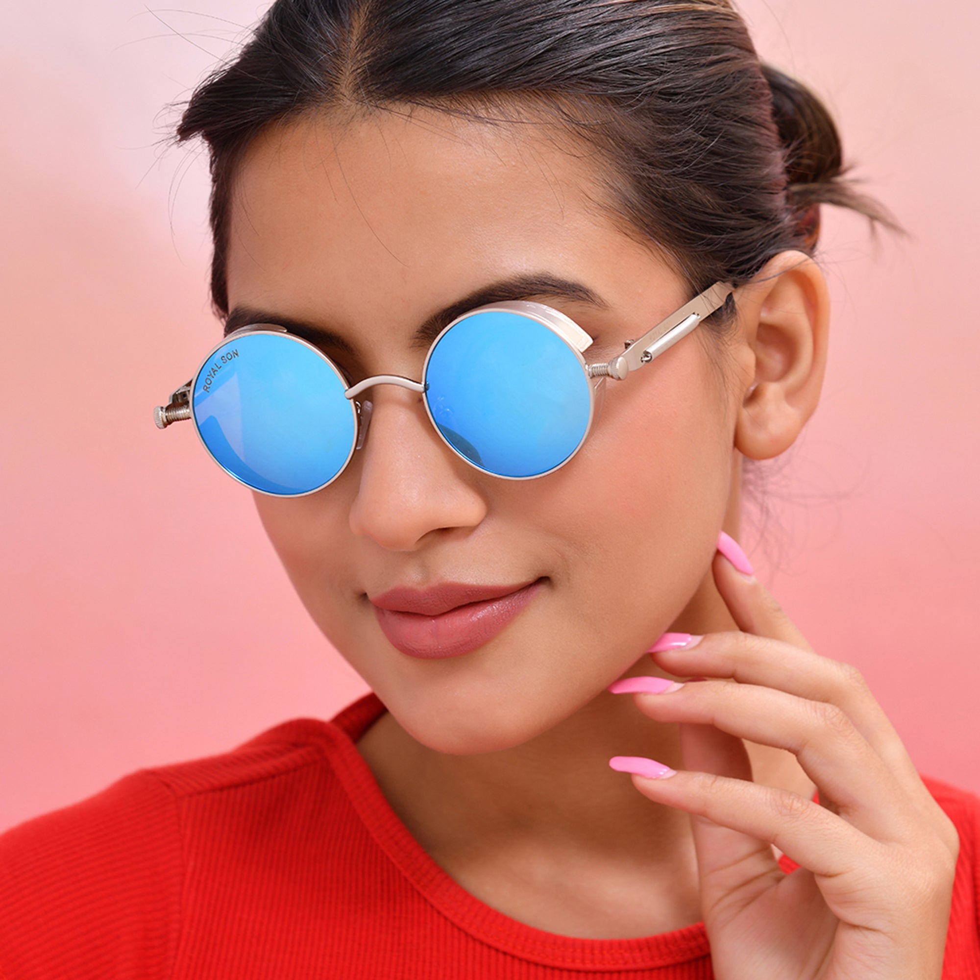 Royal Son Round Mirrored Men Women Sunglasses - CHI0084-C3