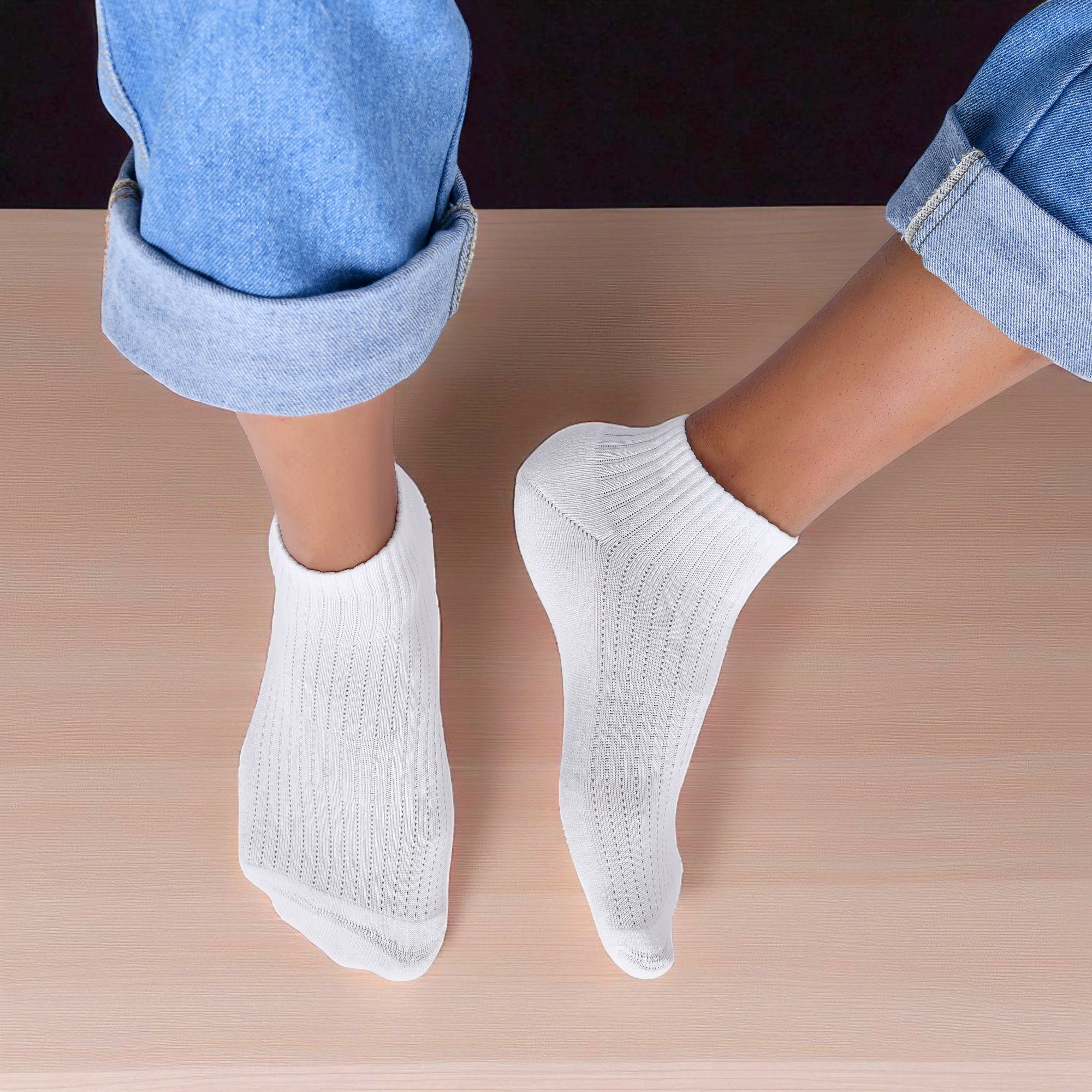 ROYAL SON Men’s Ankle Length Cotton Socks – Breathable Mesh, Cushioned Sole – 3 Pairs - SC105-C3