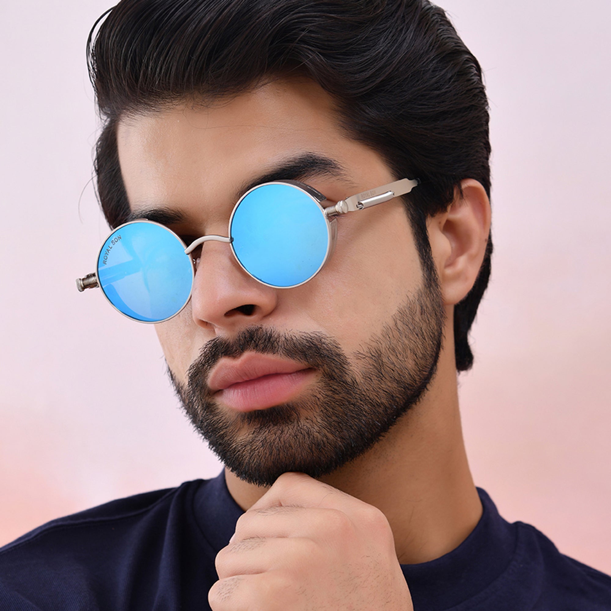 Royal Son Round Mirrored Men Women Sunglasses - CHI0084-C3