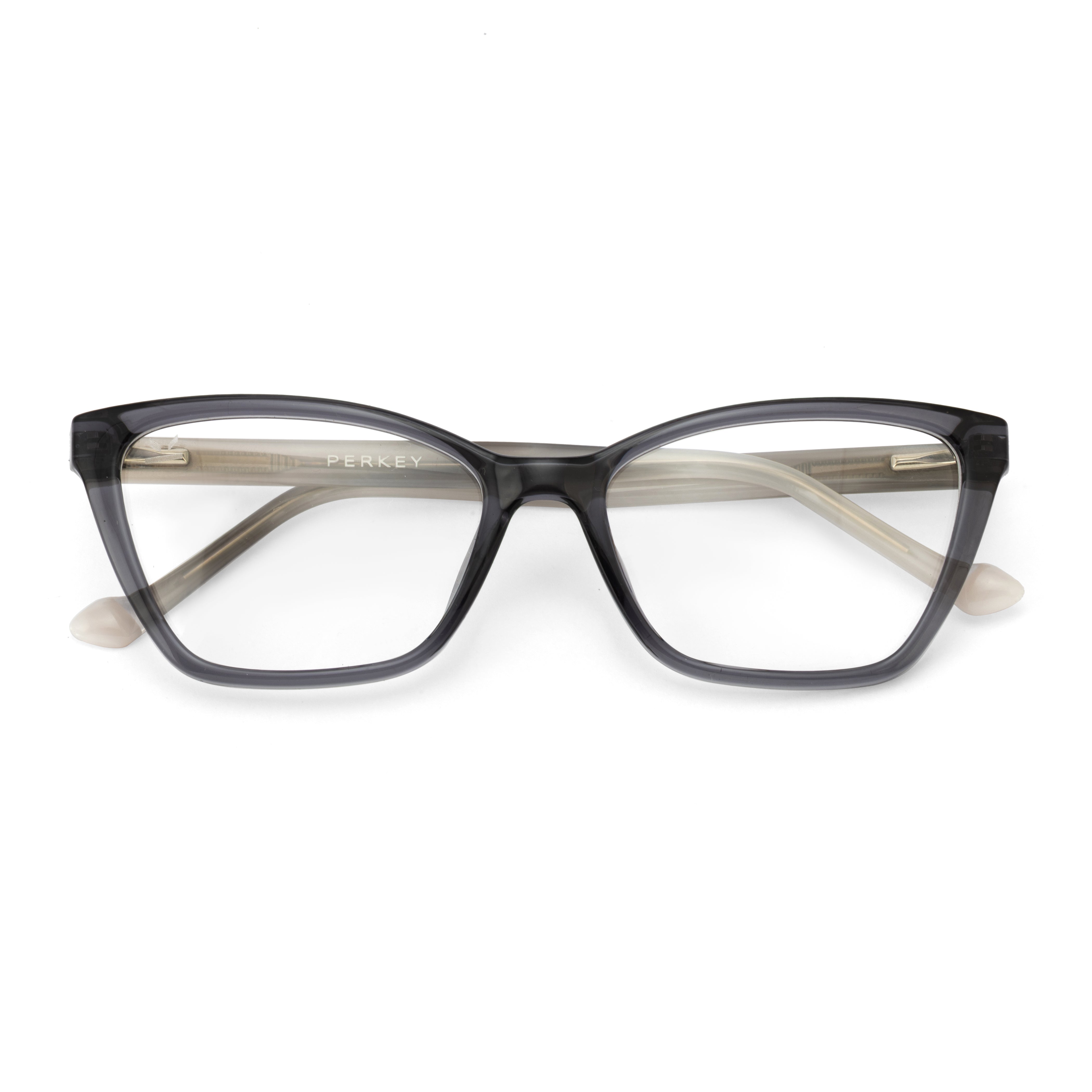 PERKEY Full Rim Soft Cat Eye Shiny Grey Spectacle Frames For Women - OPTL0021-C2
