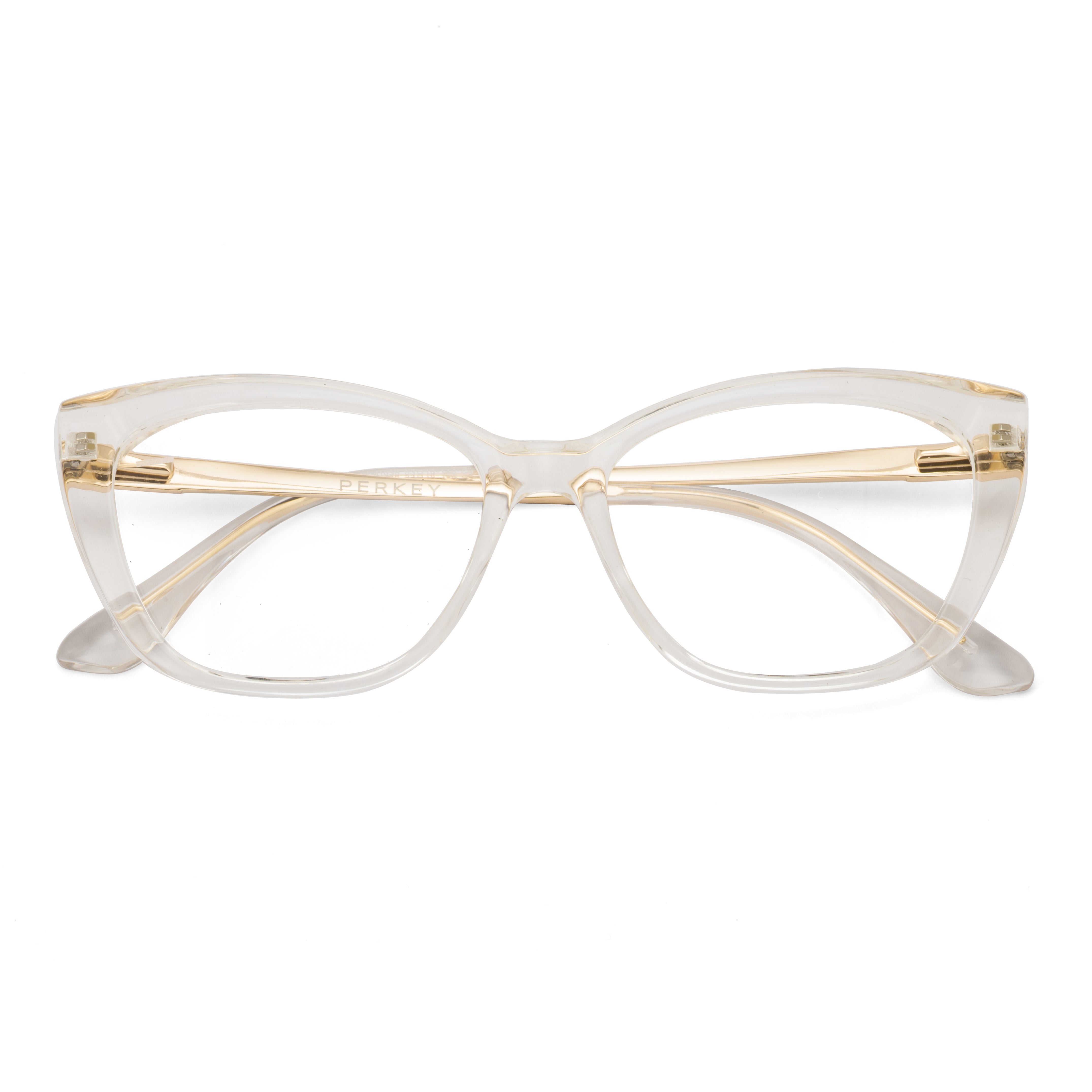 PERKEY Cat Eye Bold Glossy Transparent Spectacle Frame For Women - OPTL0024-C2