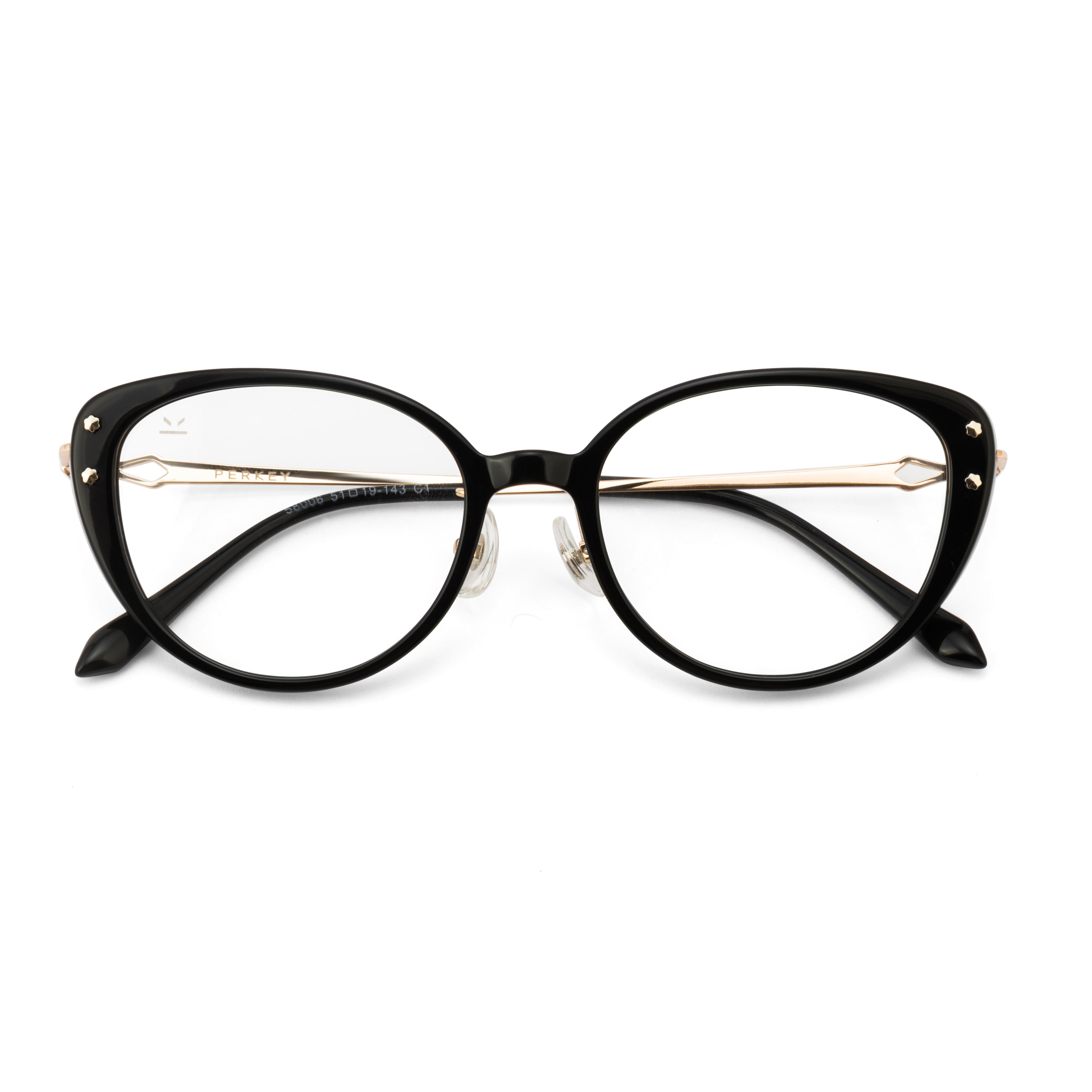 PERKEY Full Rim Soft Cat Eye Black Spectacle Frames For Women - OPTL0026-C1