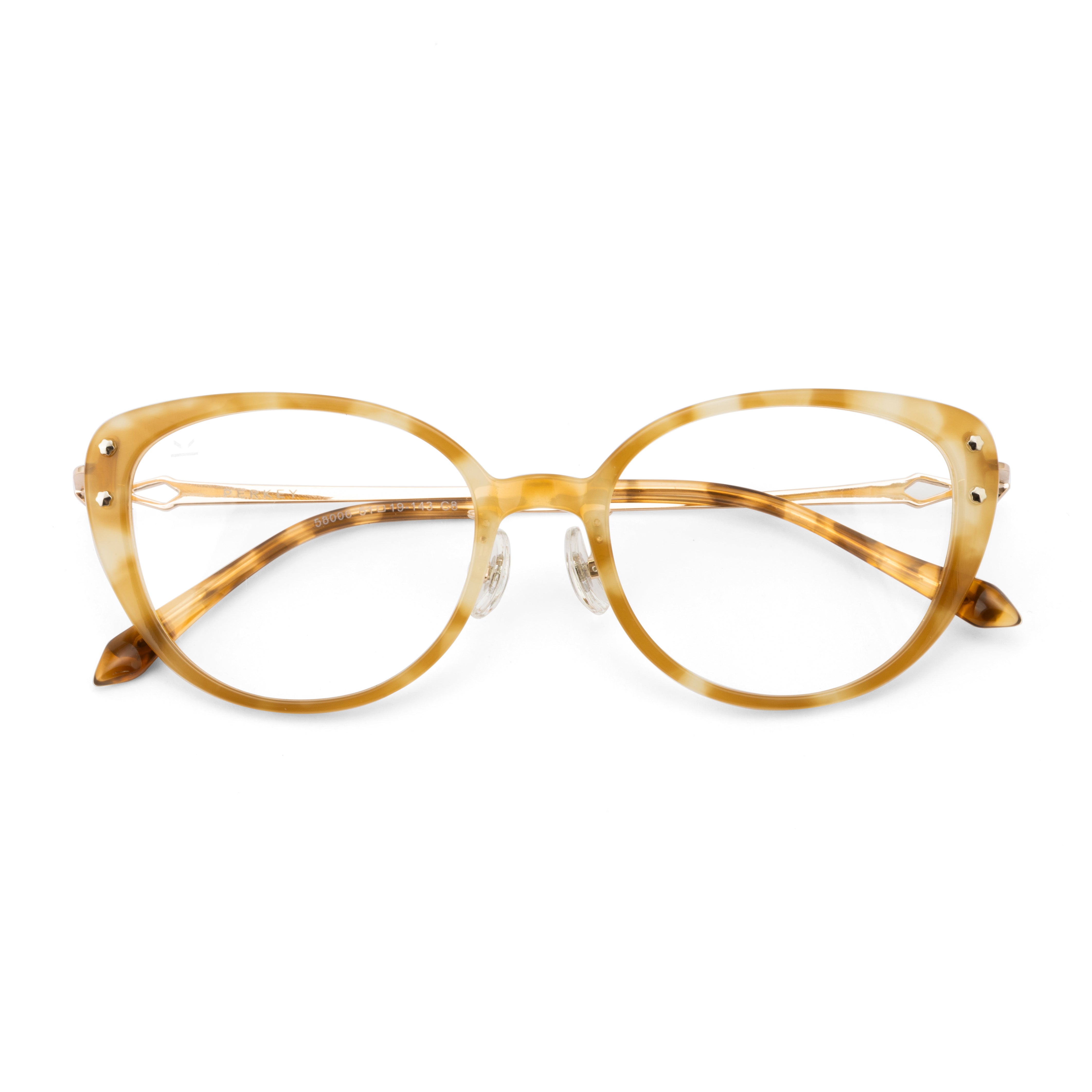 PERKEY Soft Cat Eye Biege Brown Fusion Eyeglass Frame For Women - OPTL0026-C4