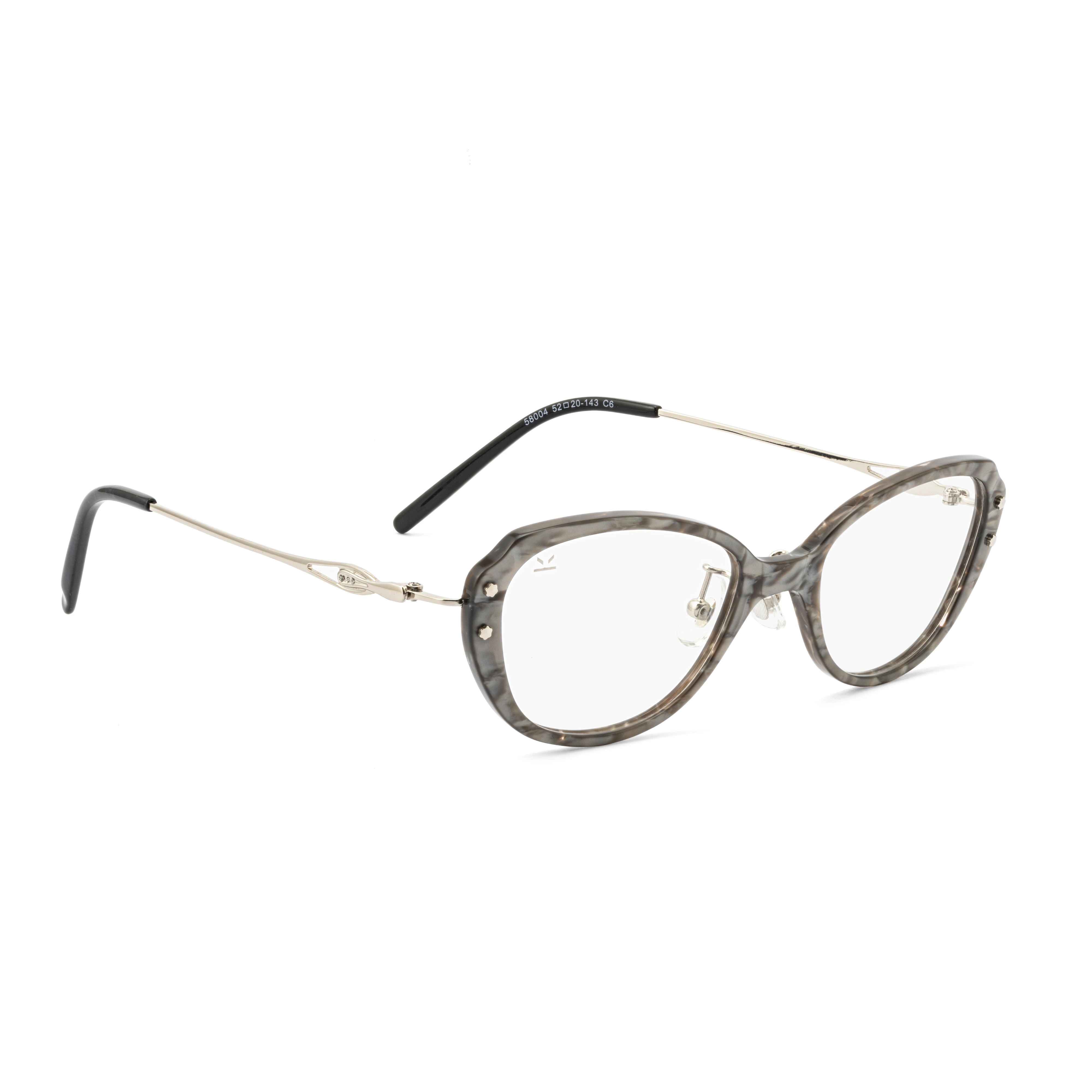PERKEY Small Full Rim Oval Stone Grey Eyeglass Frame For Women- OPTL0025-C2