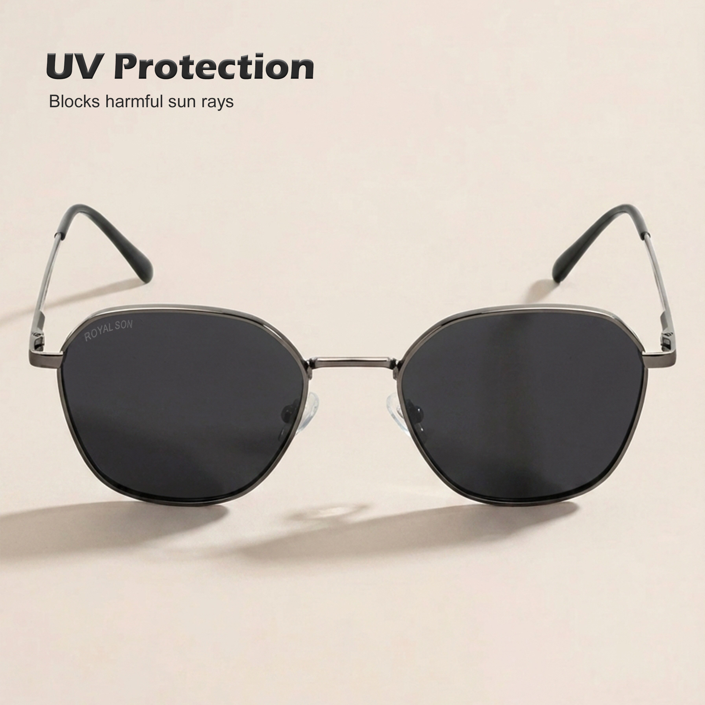 ROYAL SON Stylish Square Polarized Sunglasses with UV Protection For Men and Women - SG-RS6060-C1