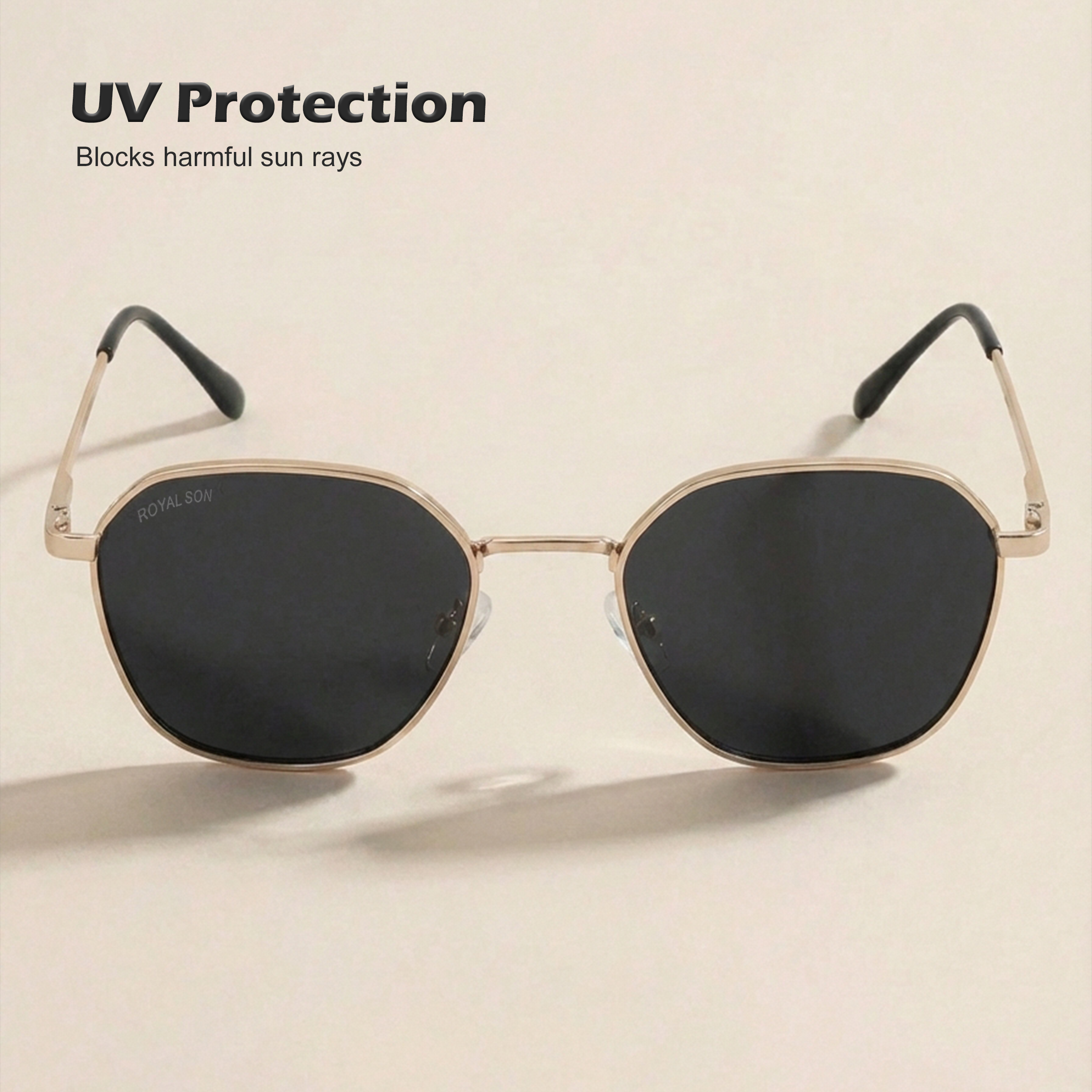 ROYAL SON Full Rim Square Polarized Sunglasses with UV Protection For Men and Women - SG-RS6060-C3