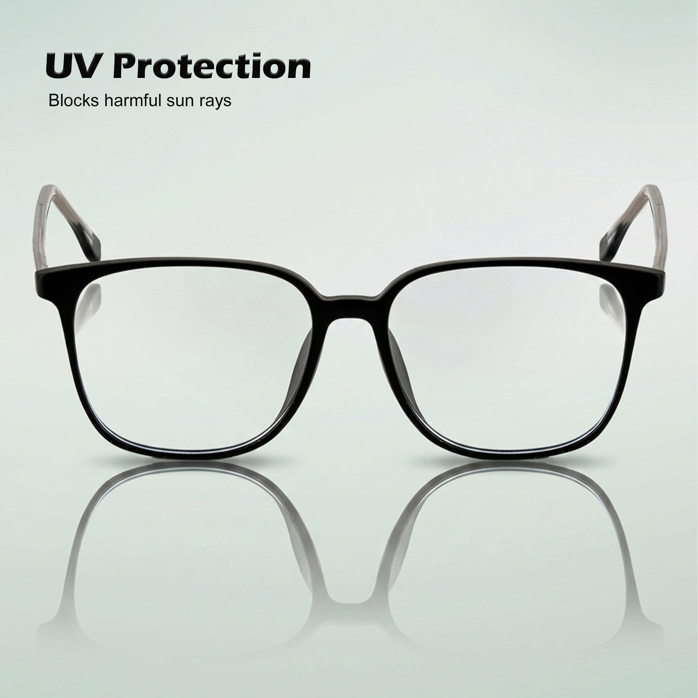 Royal Son Square Transparent Blue Ray Cut Stylish Eye Protection Men's Spectacles Frame - SF0026-C1