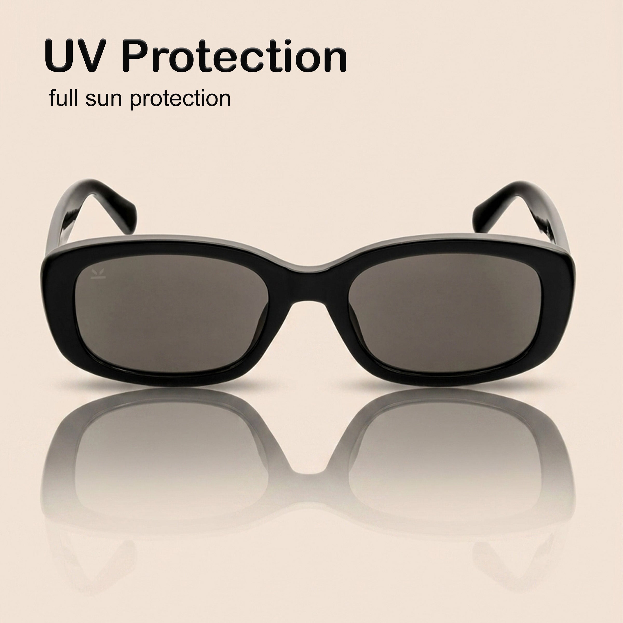 PERKEY 100% UV Protected Rectangle Sunglasses For Women - PRKY0019-C1
