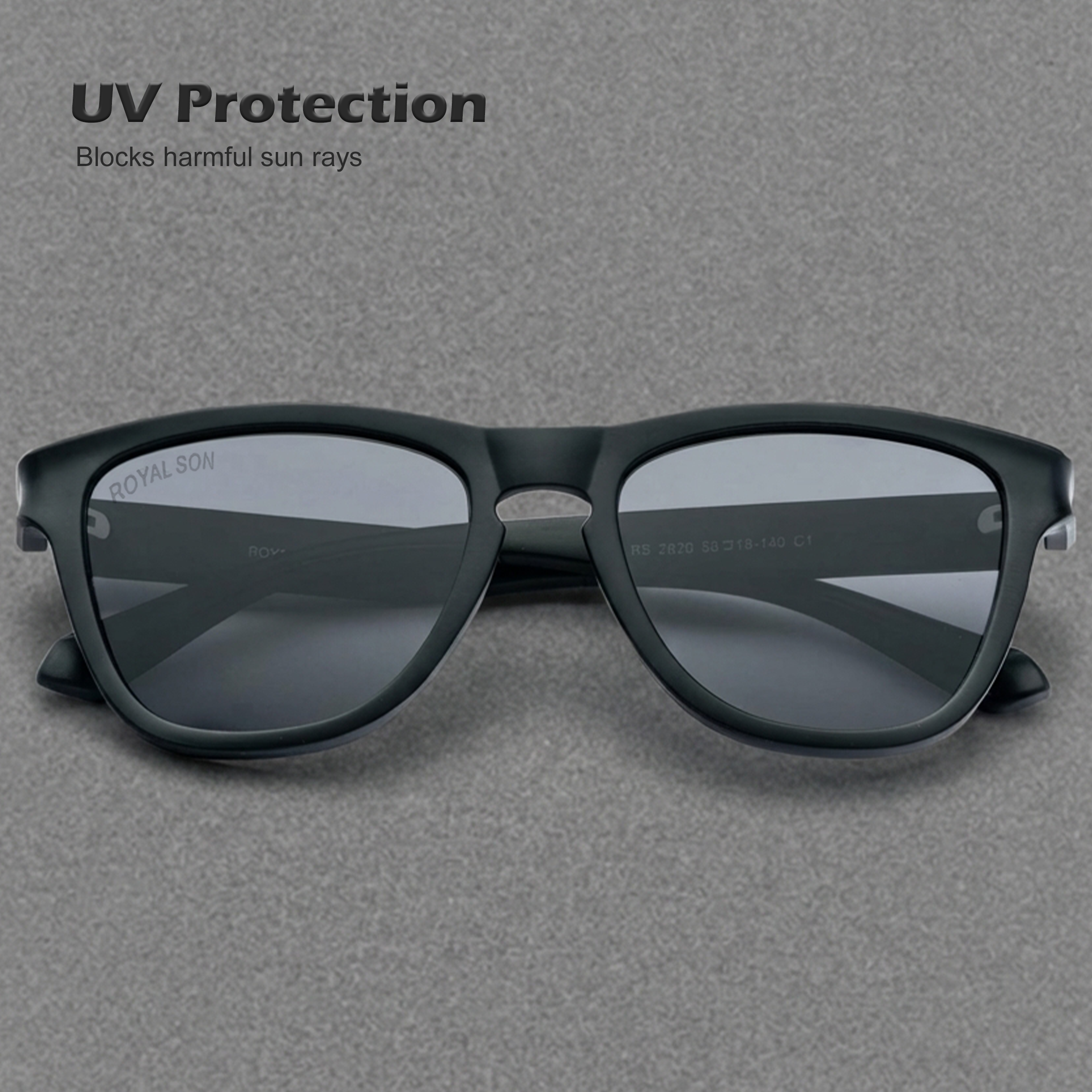 ROYAL SON Black Polarized Sunglasses for Men Women - SG-RS2020-C1
