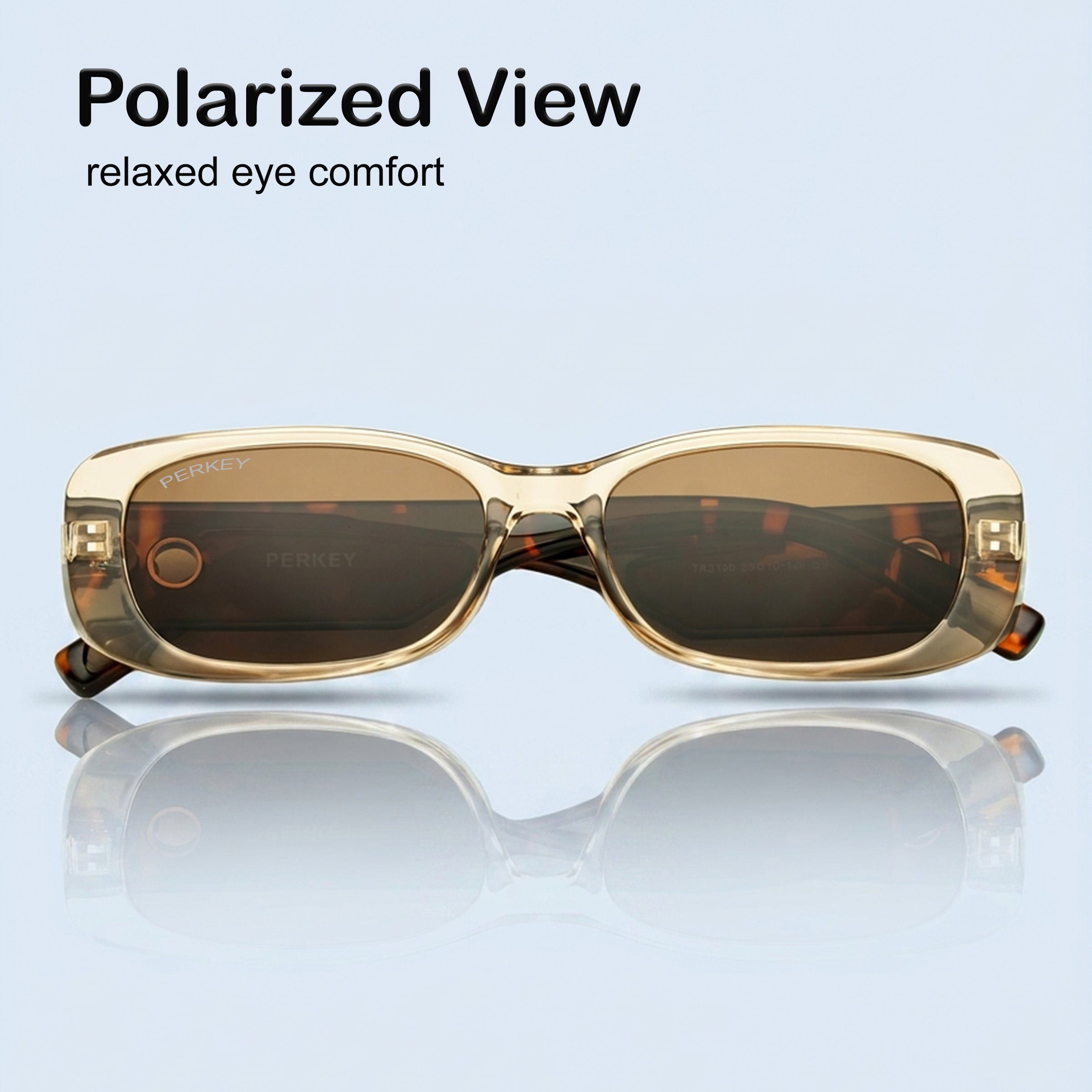 PERKEY Rectangle Brown UV Protected Polarized Stylish Goggles Men Women - PRKY006-C2