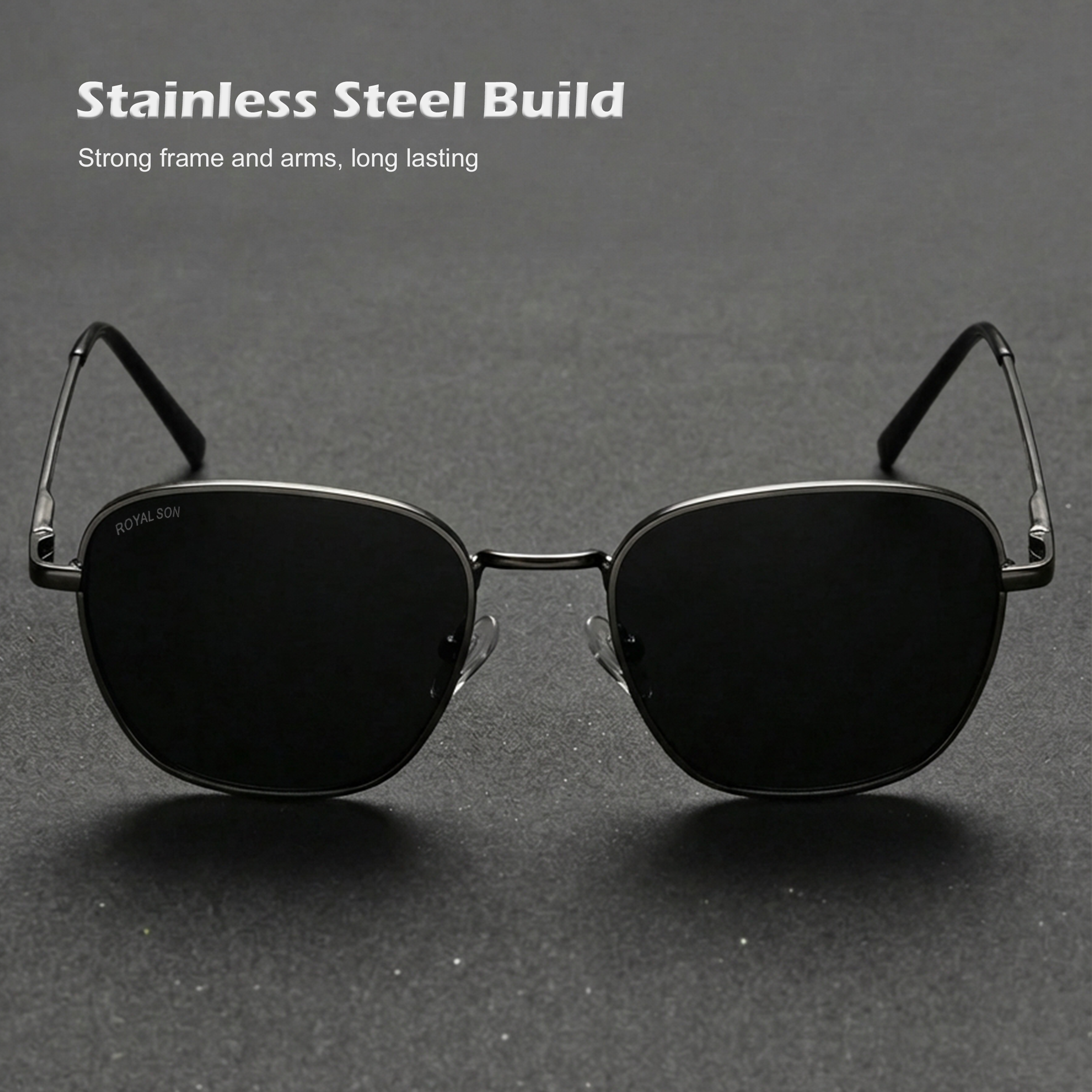 ROYAL SON Black UV Protection Sunglasses for Men Women - SG-RS4040-C1
