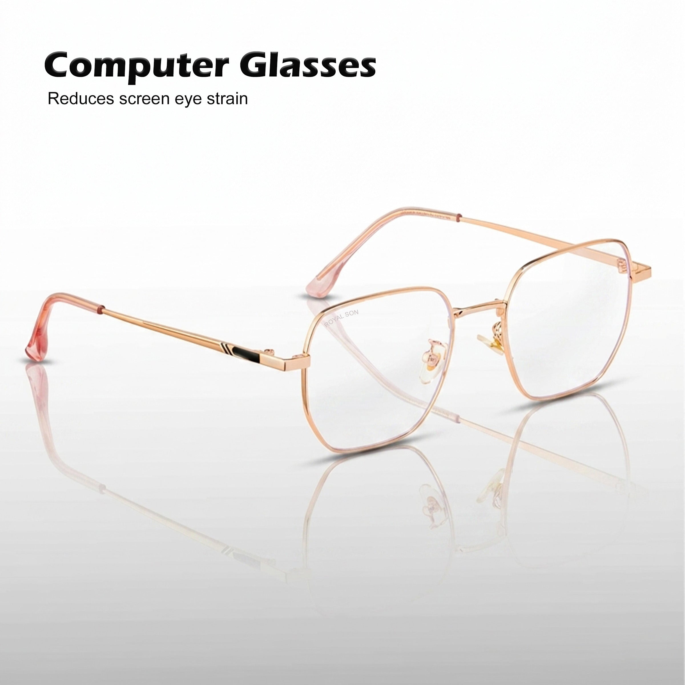 Royal Son Polygon Blue Ray Cut Men Women Eye Glasses - SF0016-C5