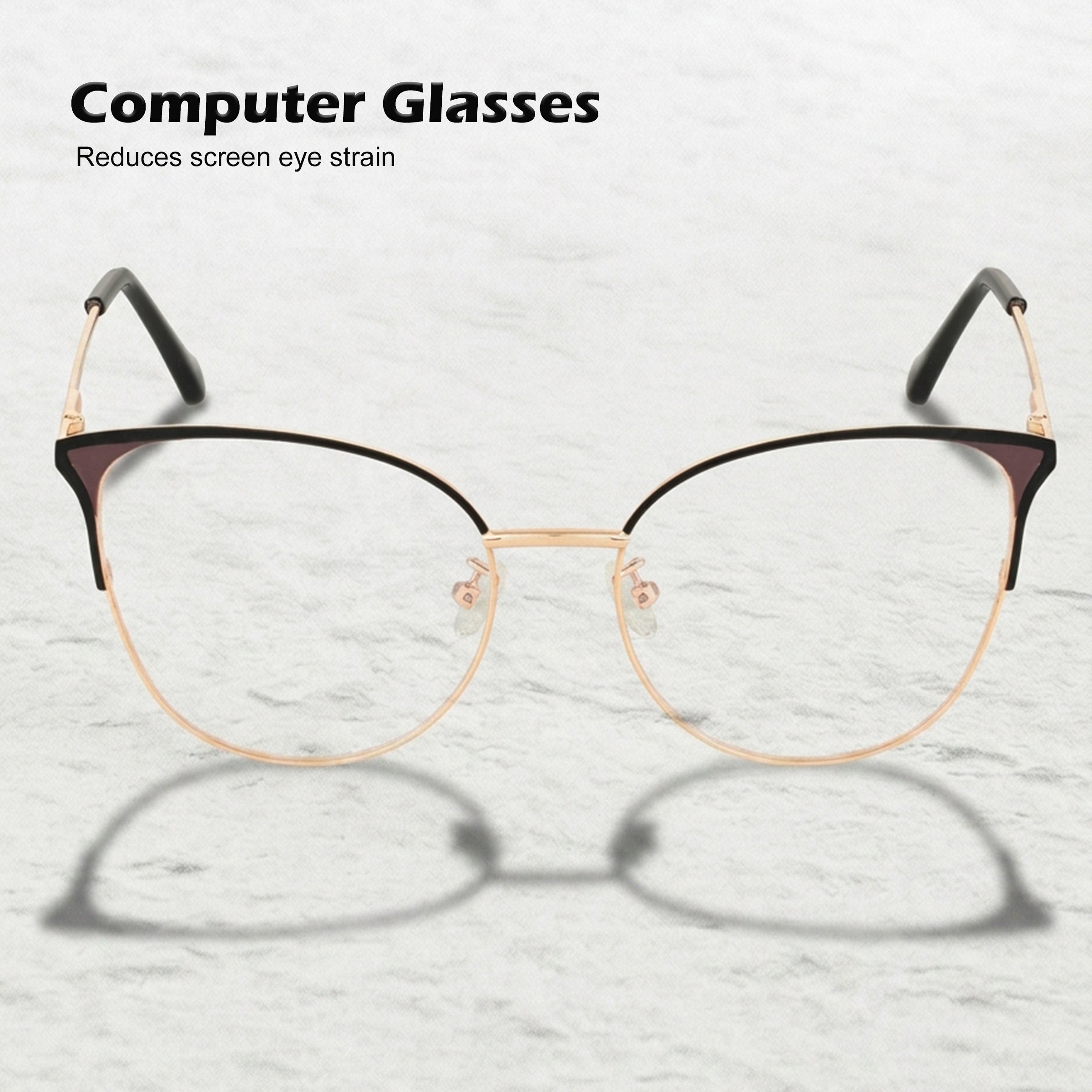 Royal Son Cat Eye Black Gold Spectacles Frames Women - SF0084-C1