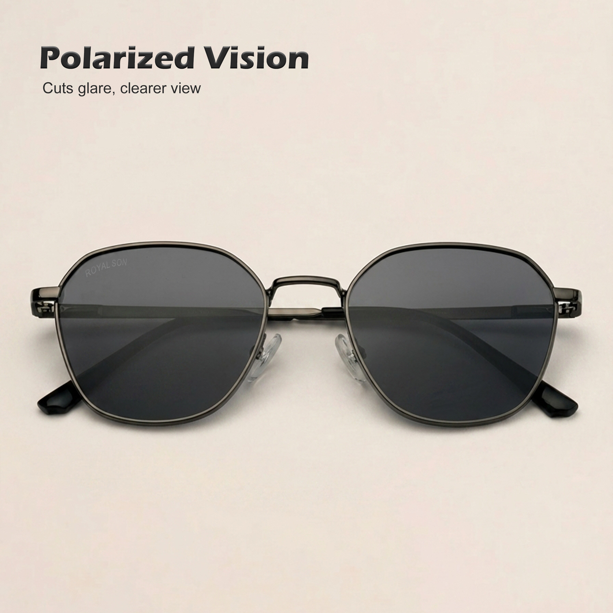 ROYAL SON Stylish Square Polarized Sunglasses with UV Protection For Men and Women - SG-RS6060-C1