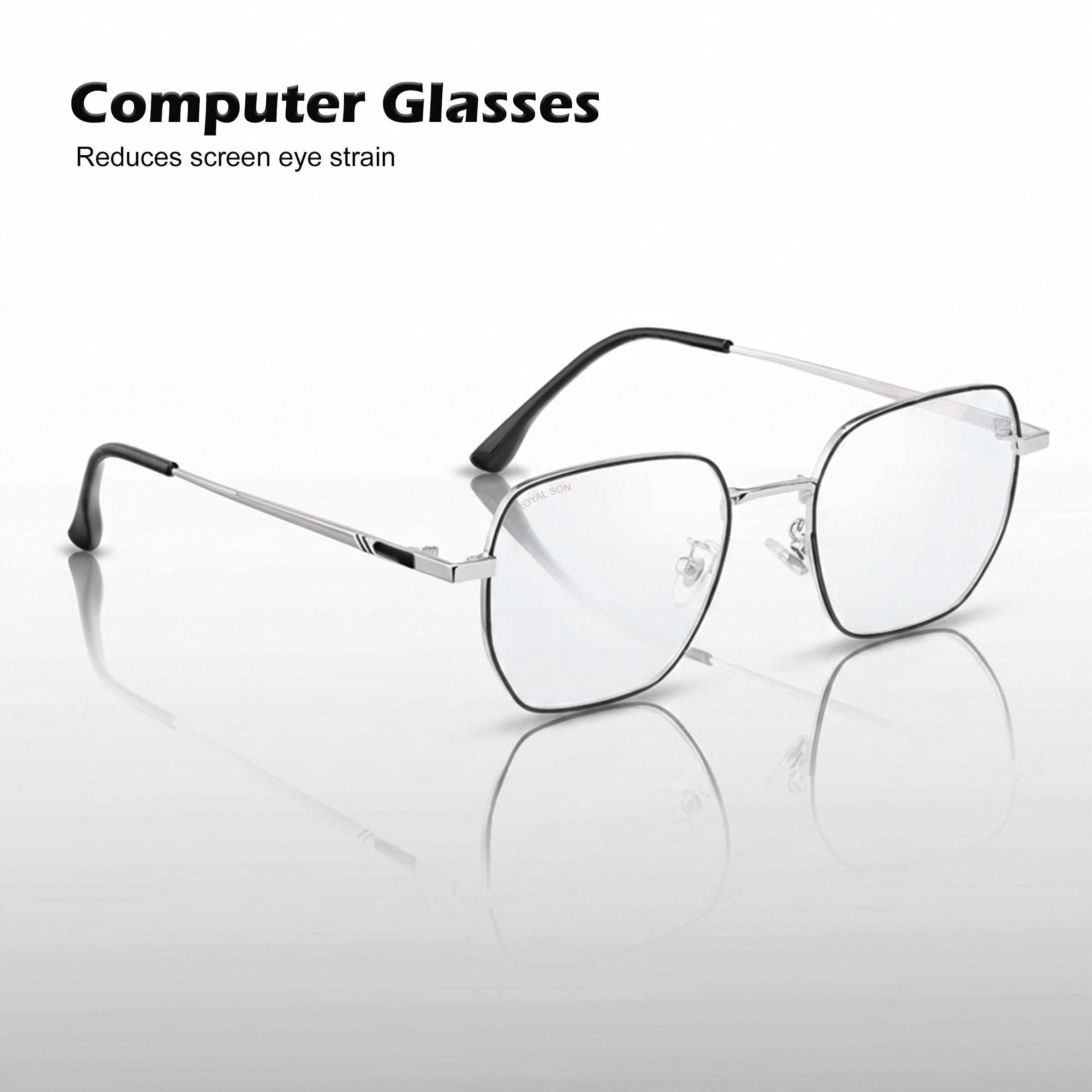 Royal Son Polygon Blue Ray Cut Men Women Eye Glasses - SF0016-C2