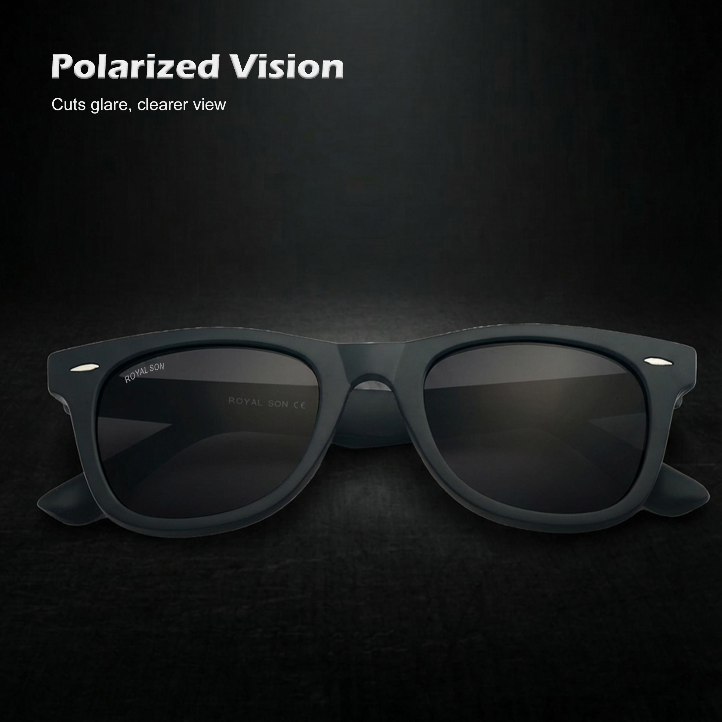 ROYAL SON Black Polarized Sunglasses for Men Women - SG-RS3030-C1