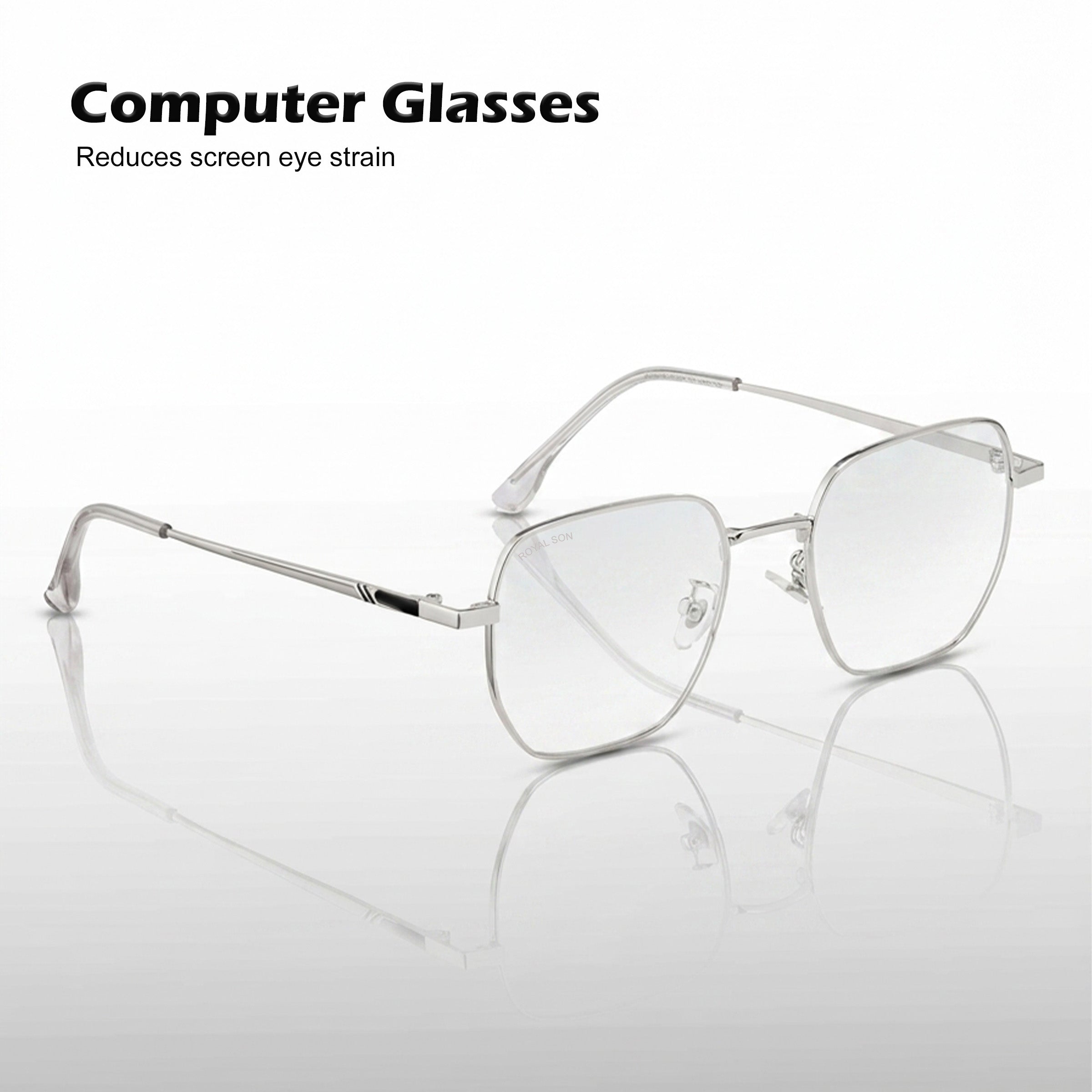 Royal Son Polygon Blue Ray Cut Men Women Eye Glasses - SF0016-C3