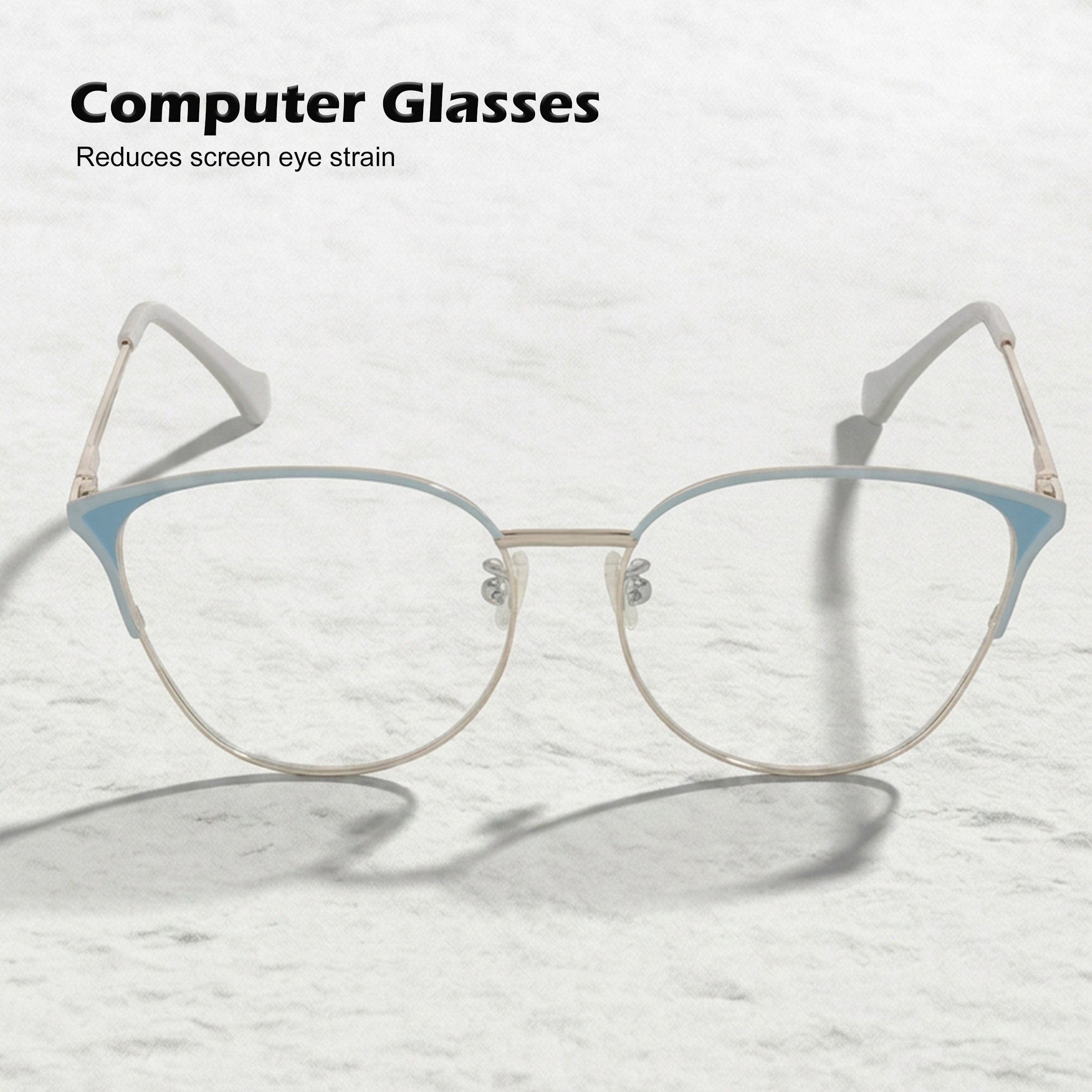 Royal Son Full Rim Grey Silver Blue Cut Anti glare Eye Protection Specs Women - SF0084-C2 - SF0084-C2