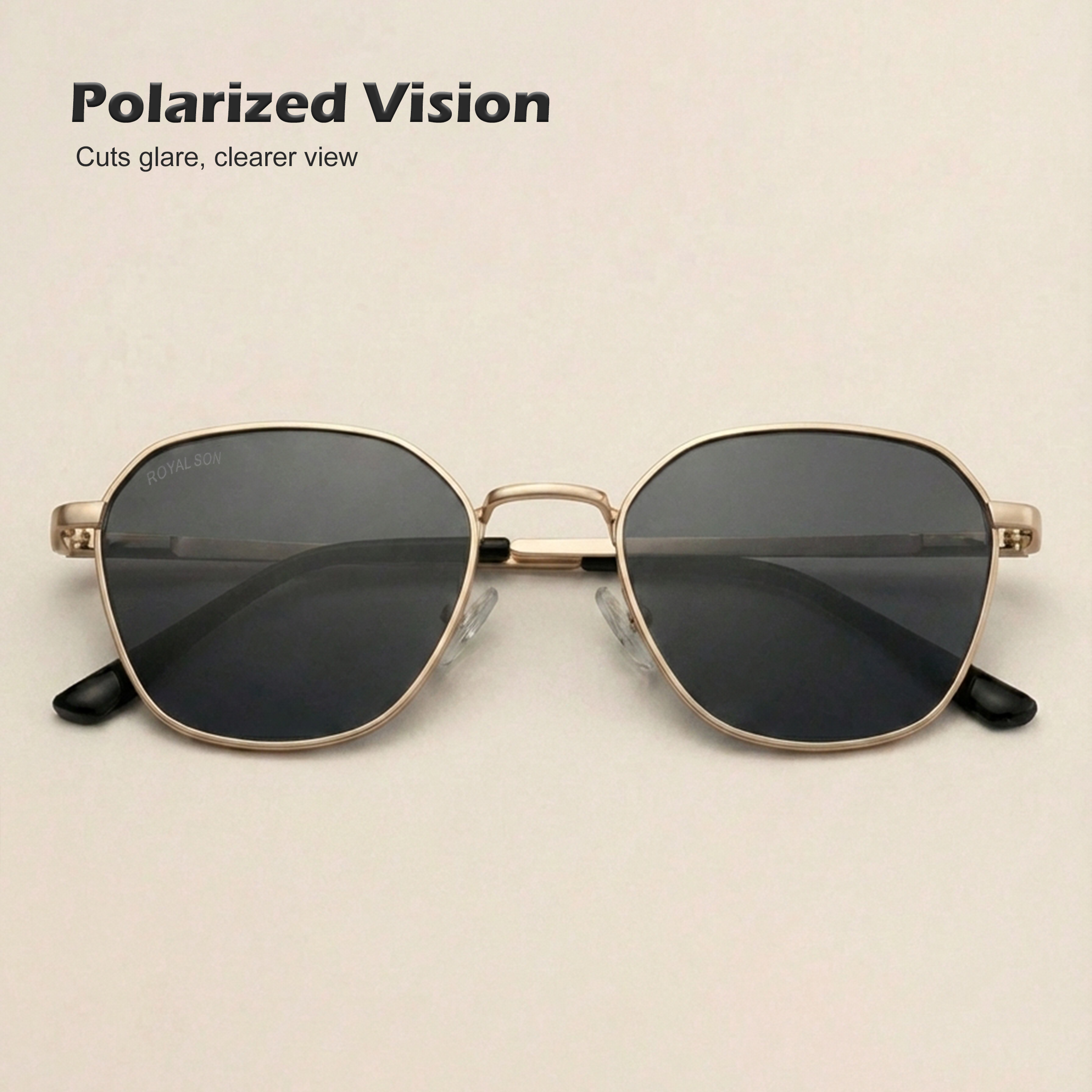 ROYAL SON Full Rim Square Polarized Sunglasses with UV Protection For Men and Women - SG-RS6060-C3