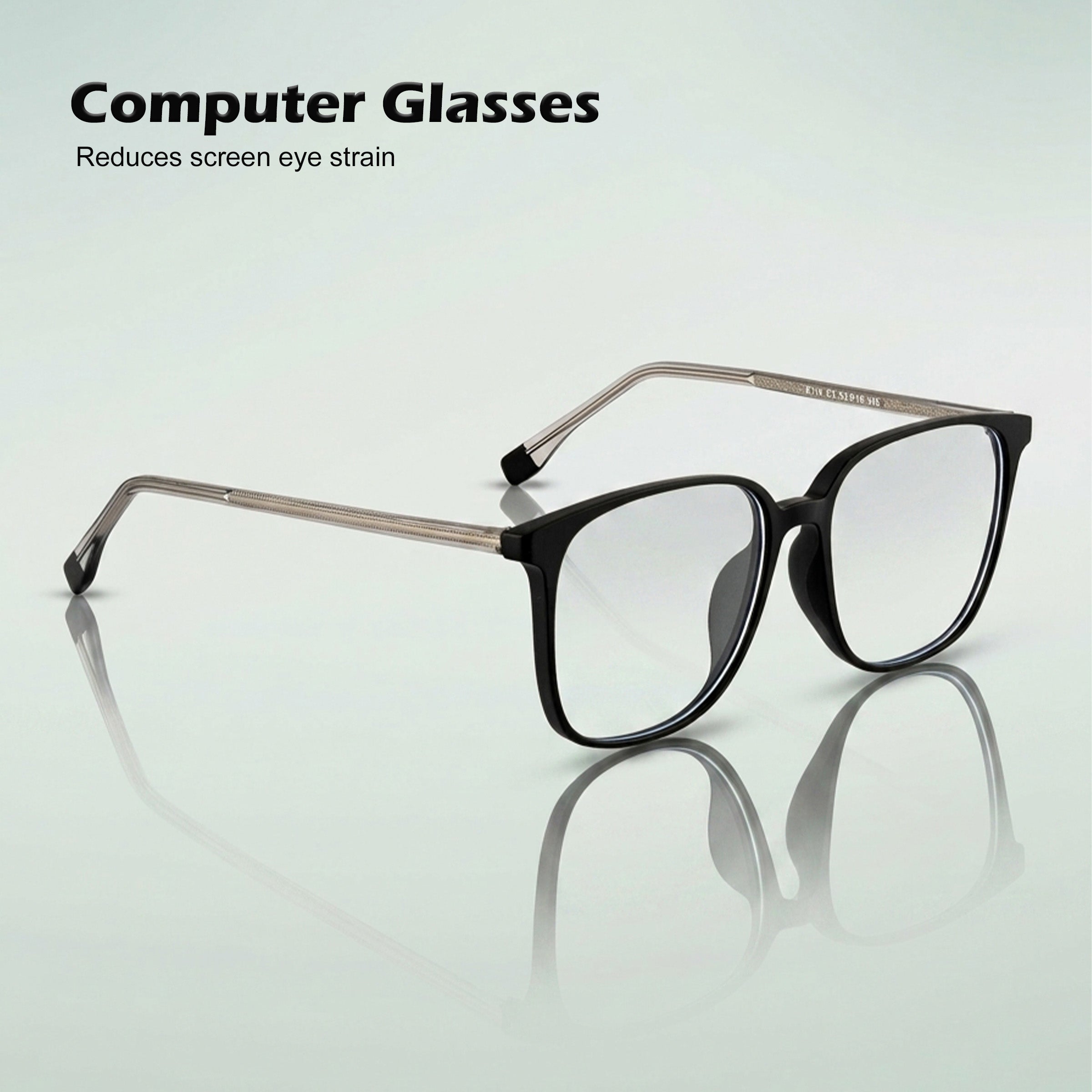 Royal Son Square Transparent Blue Ray Cut Stylish Eye Protection Men's Spectacles Frame - SF0026-C1