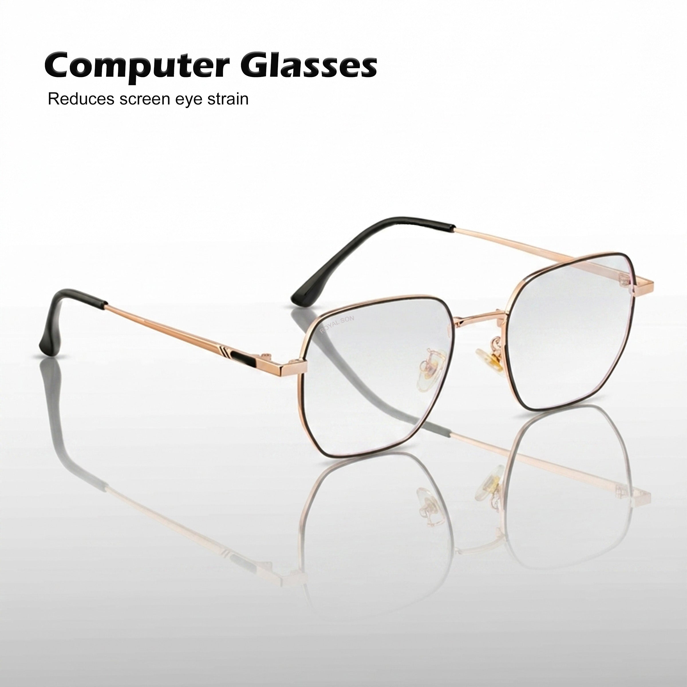 Royal Son Polygon Blue Ray Cut Men Women Eye Glasses - SF0016-C4