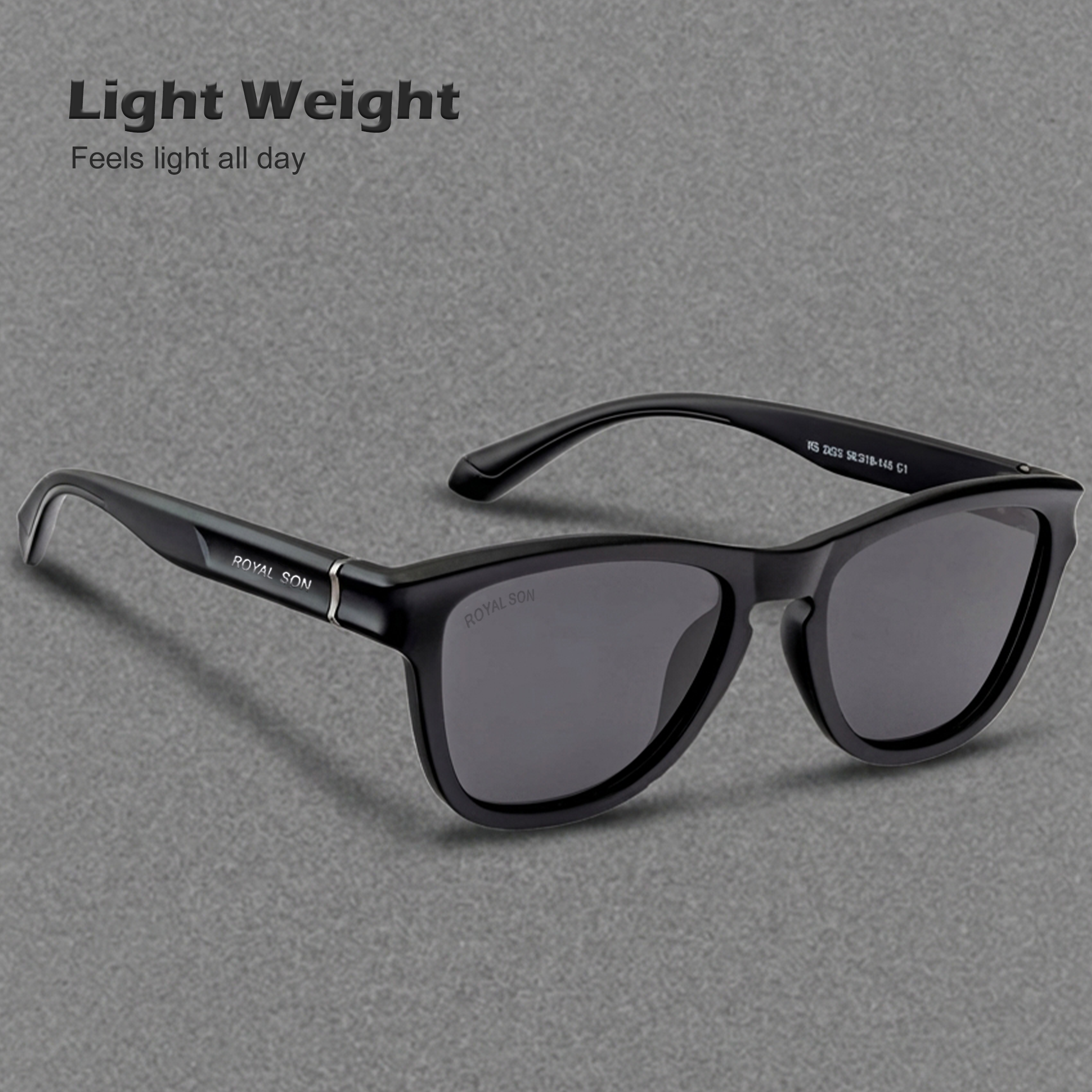 ROYAL SON Black Polarized Sunglasses for Men Women - SG-RS2020-C1