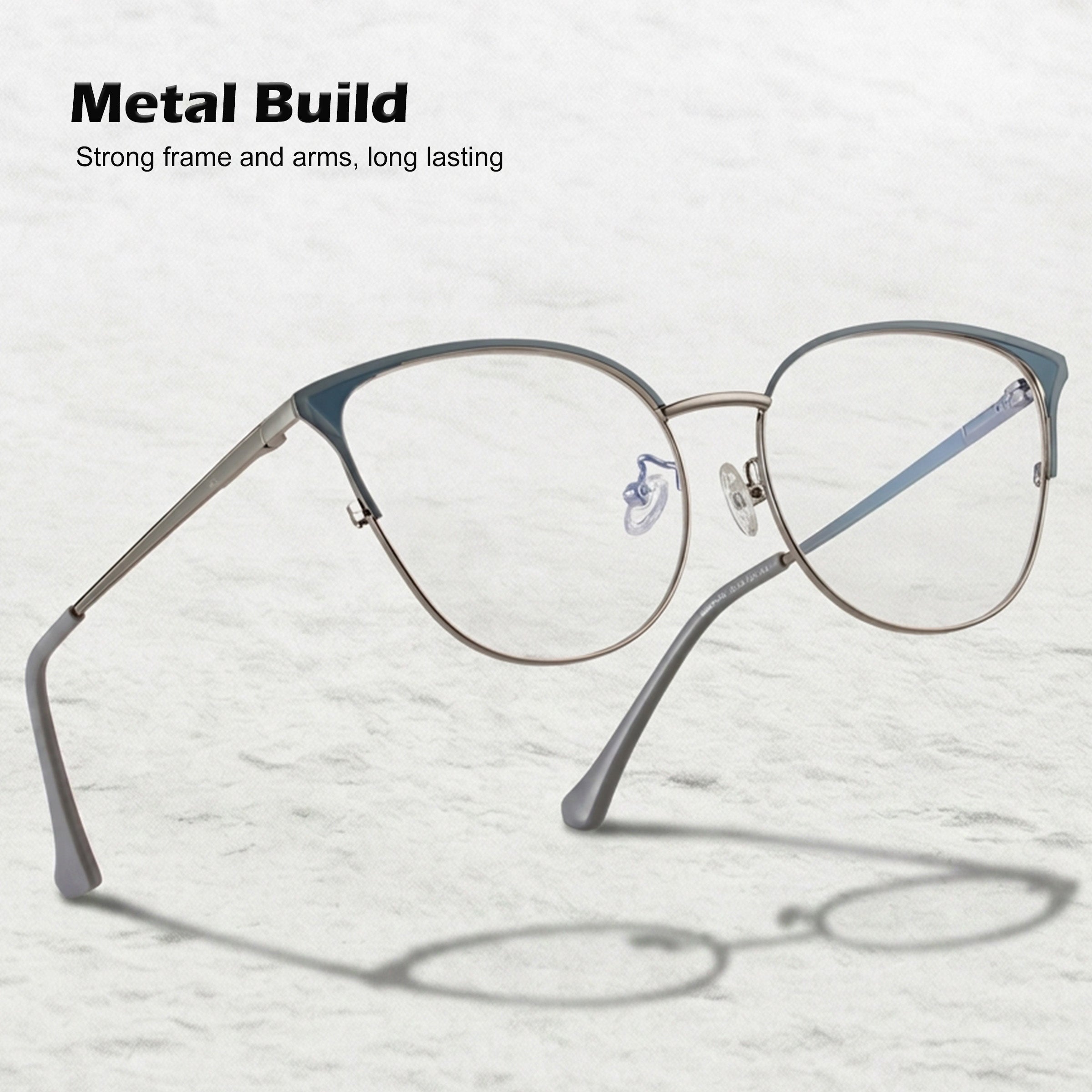 Royal Son Full Rim Grey Silver Blue Cut Anti glare Eye Protection Specs Women - SF0084-C2 - SF0084-C2
