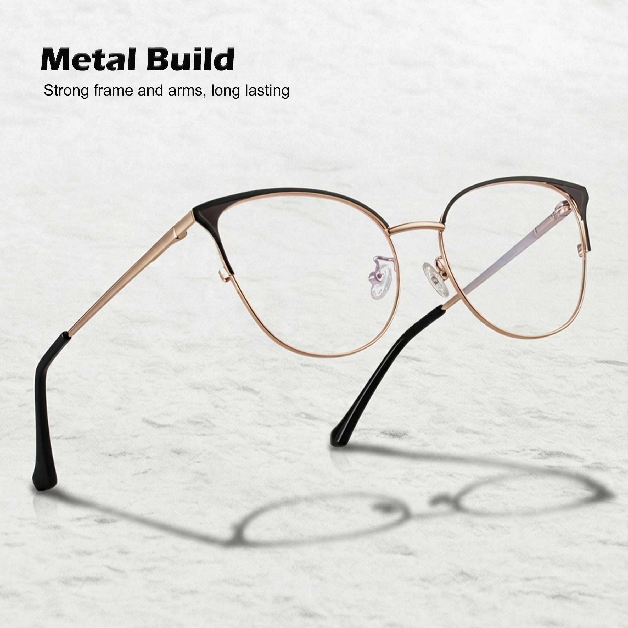 Royal Son Cat Eye Black Gold Spectacles Frames Women - SF0084-C1