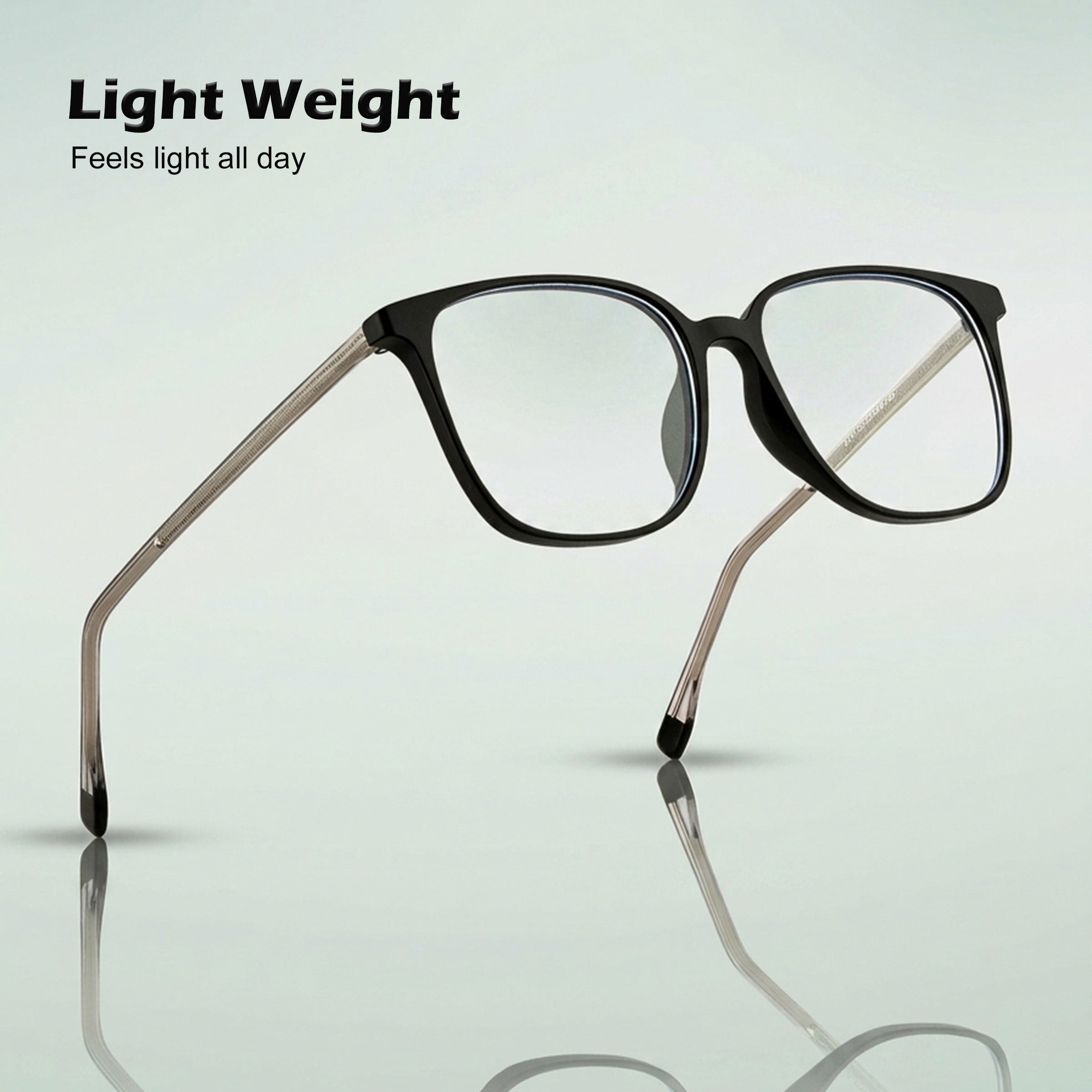 Royal Son Square Transparent Blue Ray Cut Stylish Eye Protection Men's Spectacles Frame - SF0026-C1