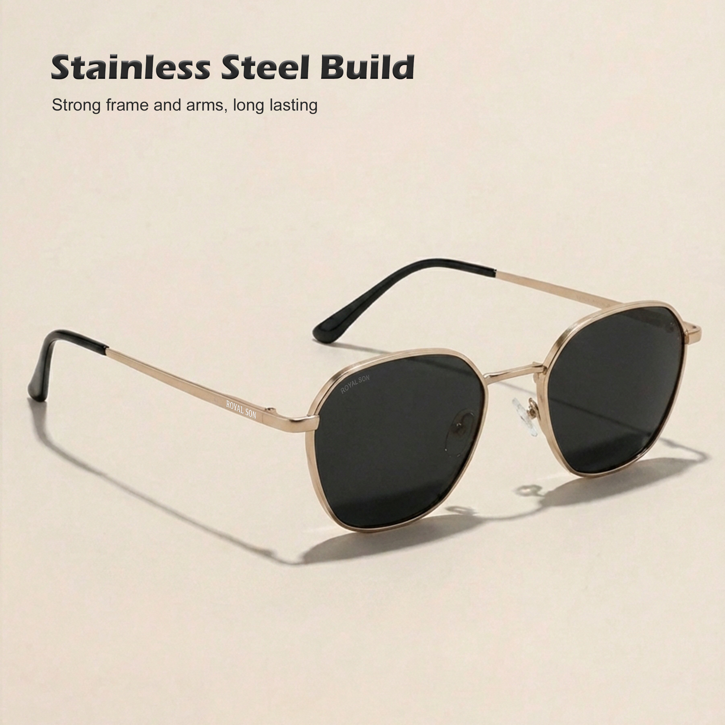 ROYAL SON Full Rim Square Polarized Sunglasses with UV Protection For Men and Women - SG-RS6060-C3