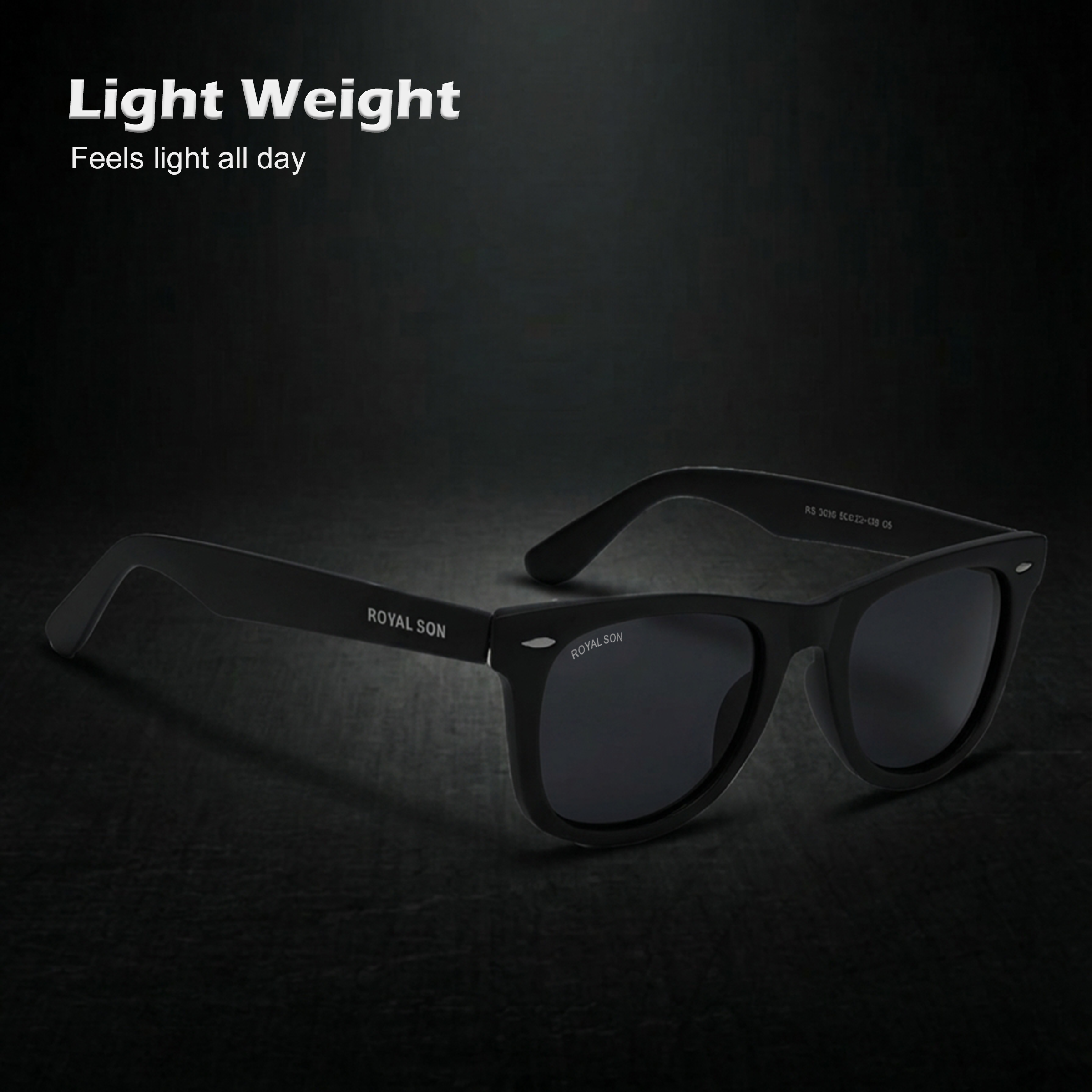 ROYAL SON Black Polarized Sunglasses for Men Women - SG-RS3030-C1