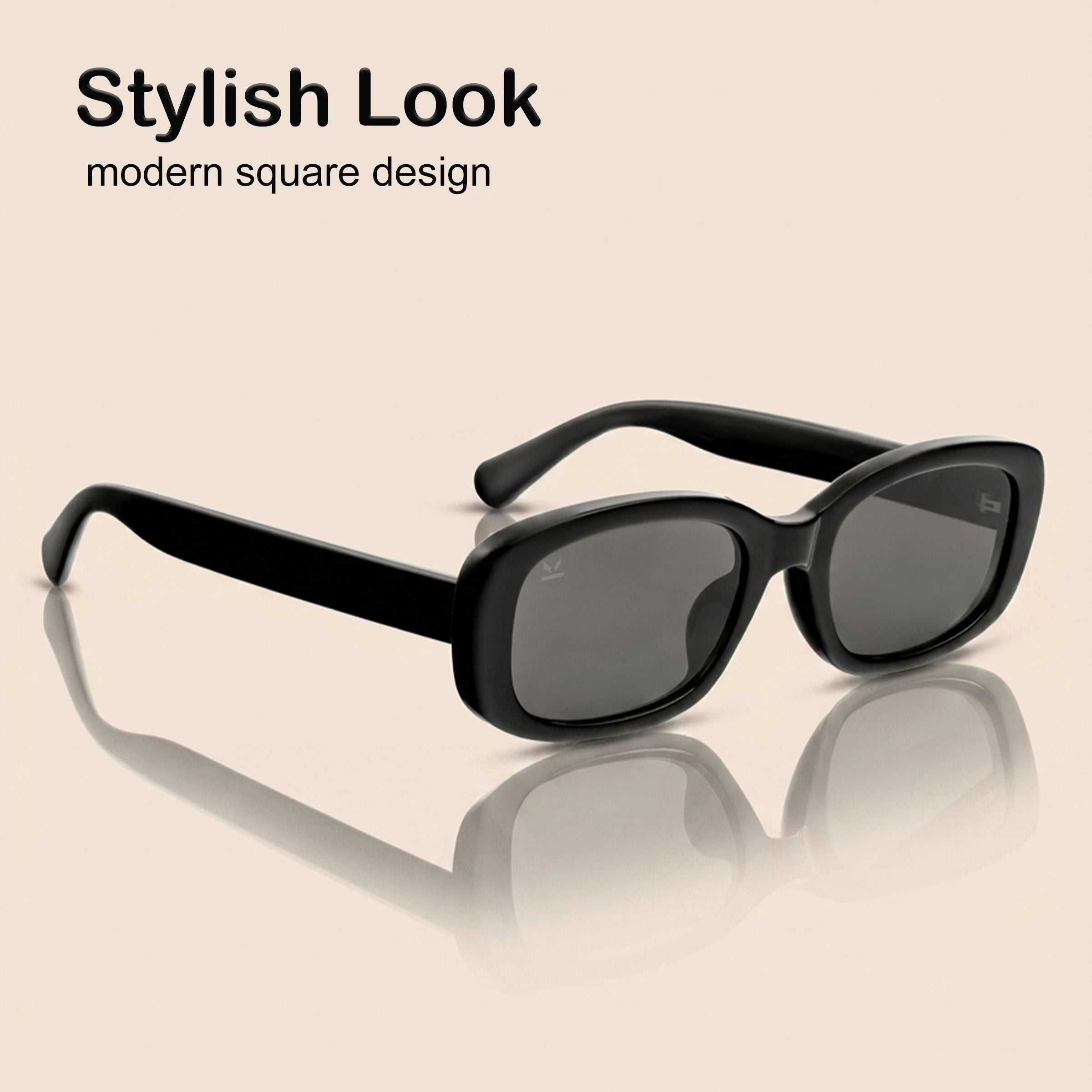 PERKEY 100% UV Protected Rectangle Sunglasses For Women - PRKY0019-C1
