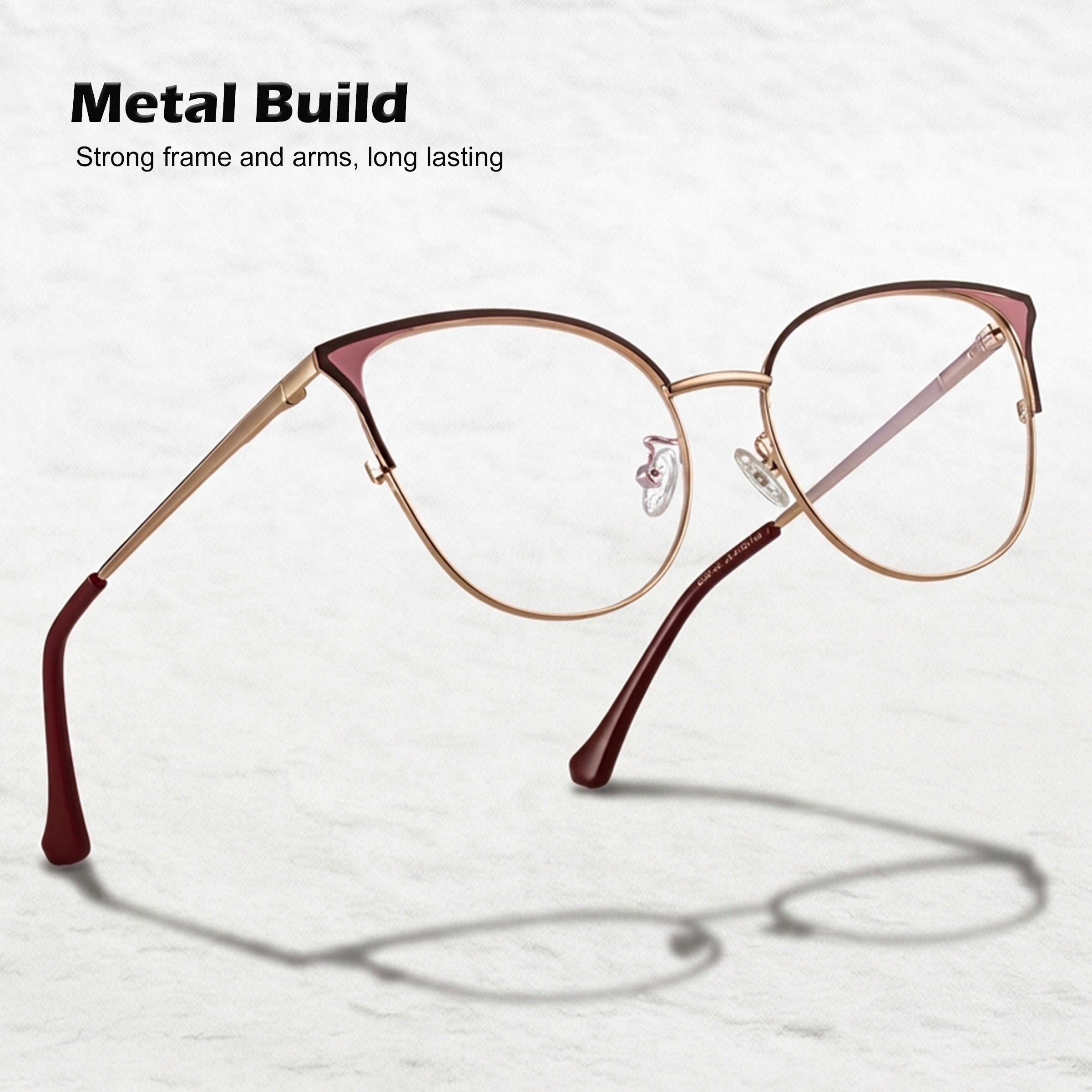 Royal Son Cat Eye Maroon Gold Computer Glasses Women - SF0084-C3