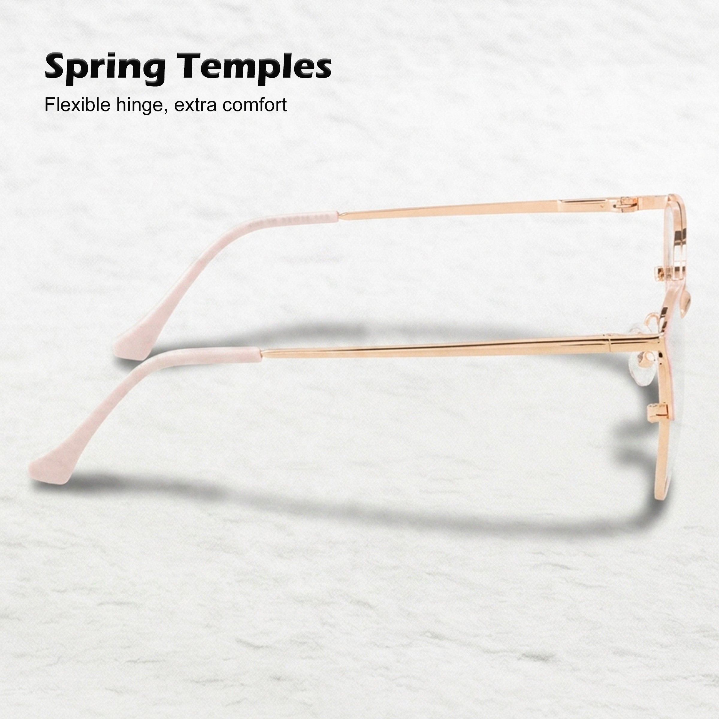 Royal Son Half Rim Pink Gold Anti glare Blue Cut Spectacles Frames Women - SF0084-C4