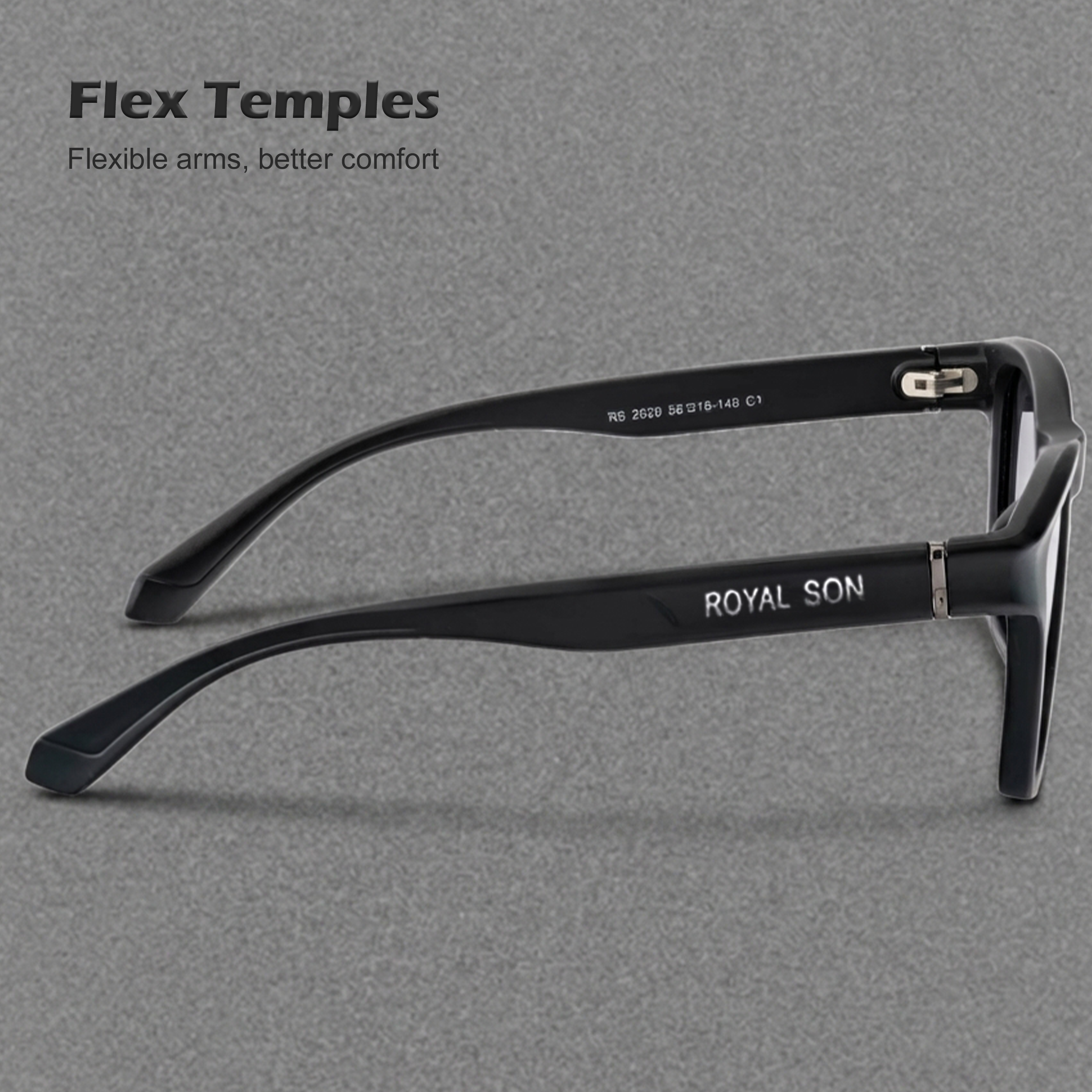 ROYAL SON Black Polarized Sunglasses for Men Women - SG-RS2020-C1