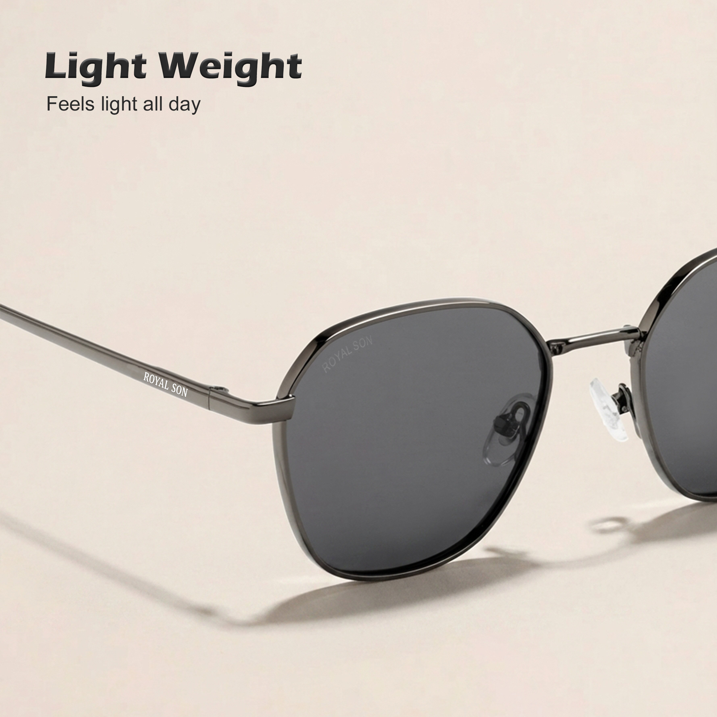ROYAL SON Stylish Square Polarized Sunglasses with UV Protection For Men and Women - SG-RS6060-C1
