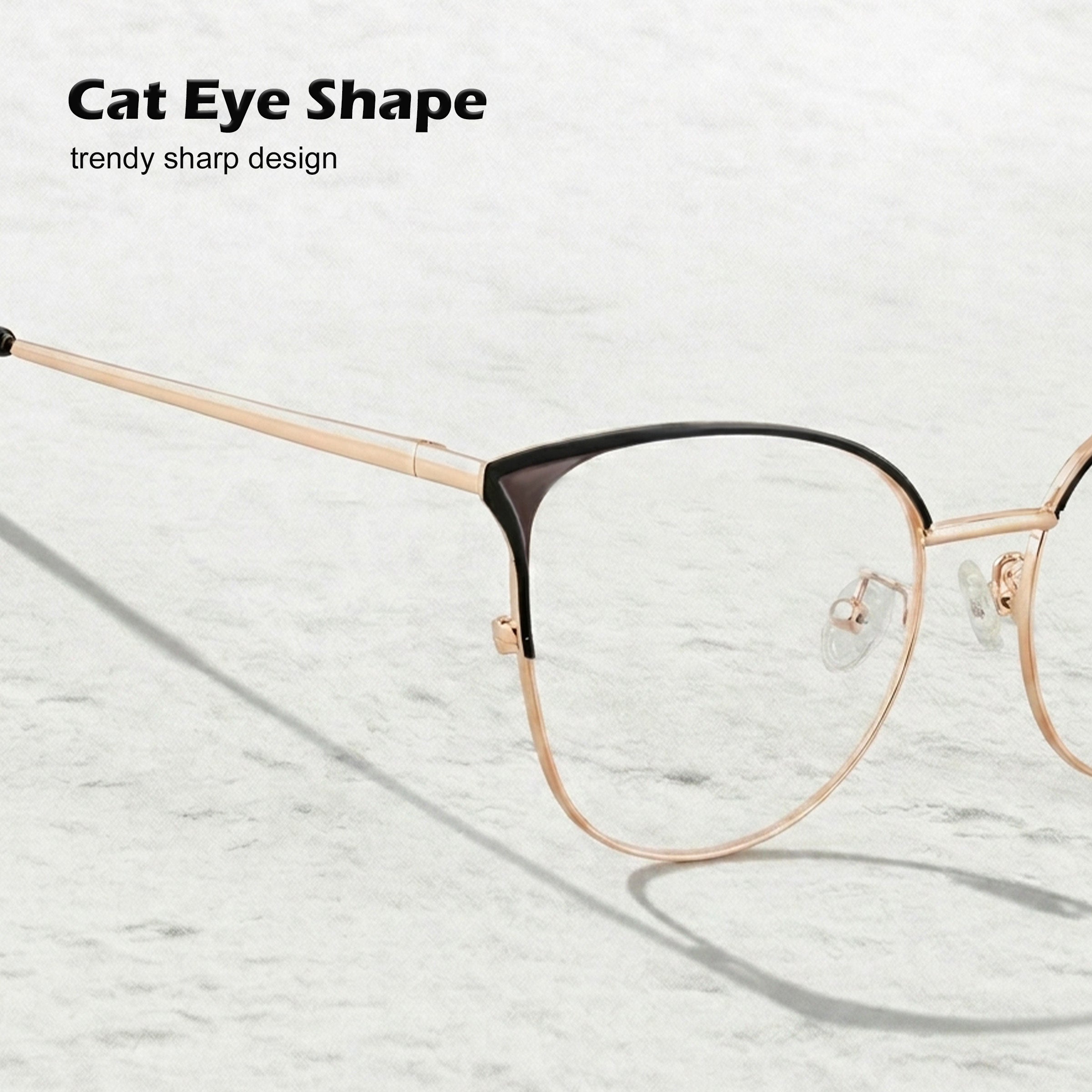 Royal Son Cat Eye Black Gold Spectacles Frames Women - SF0084-C1