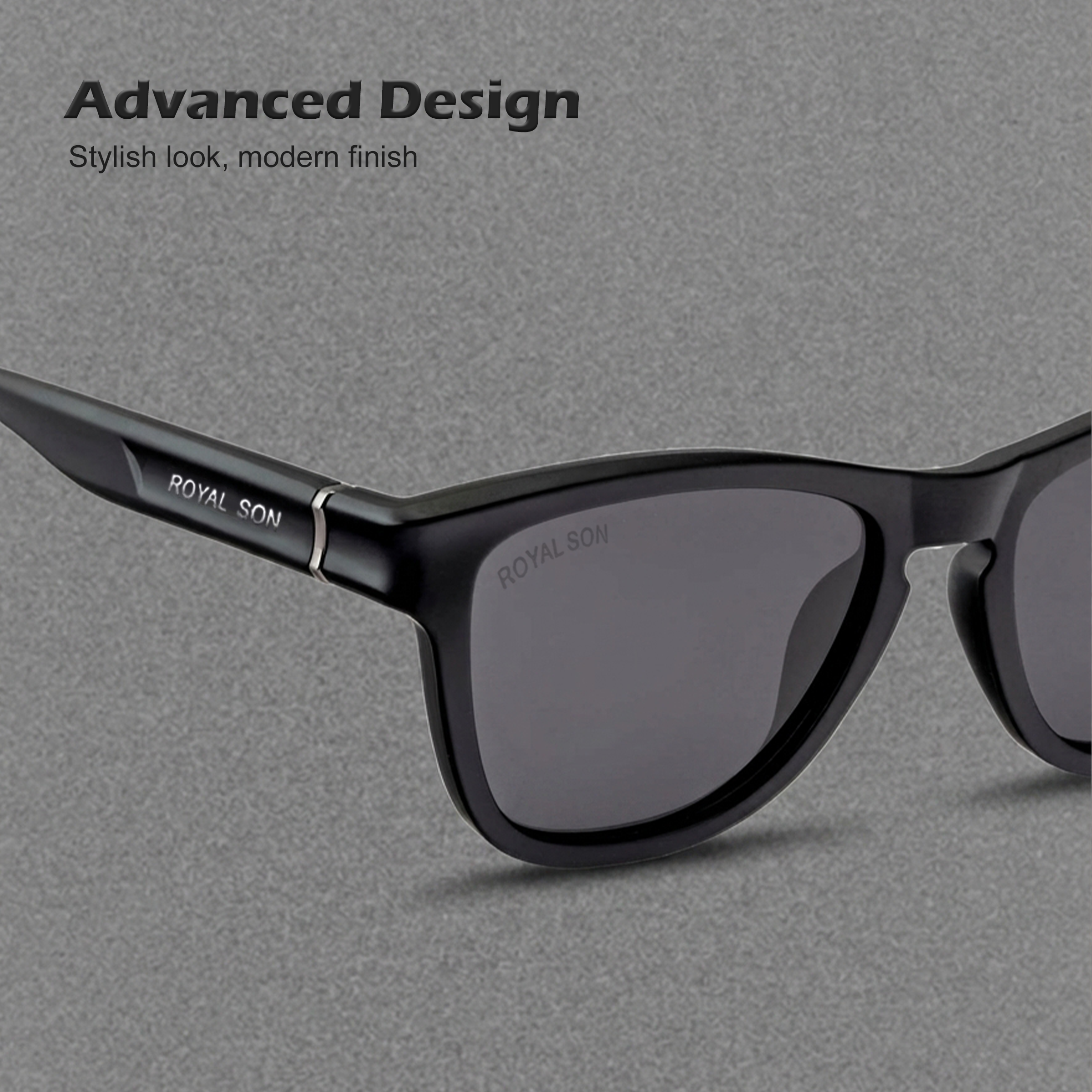 ROYAL SON Black Polarized Sunglasses for Men Women - SG-RS2020-C1
