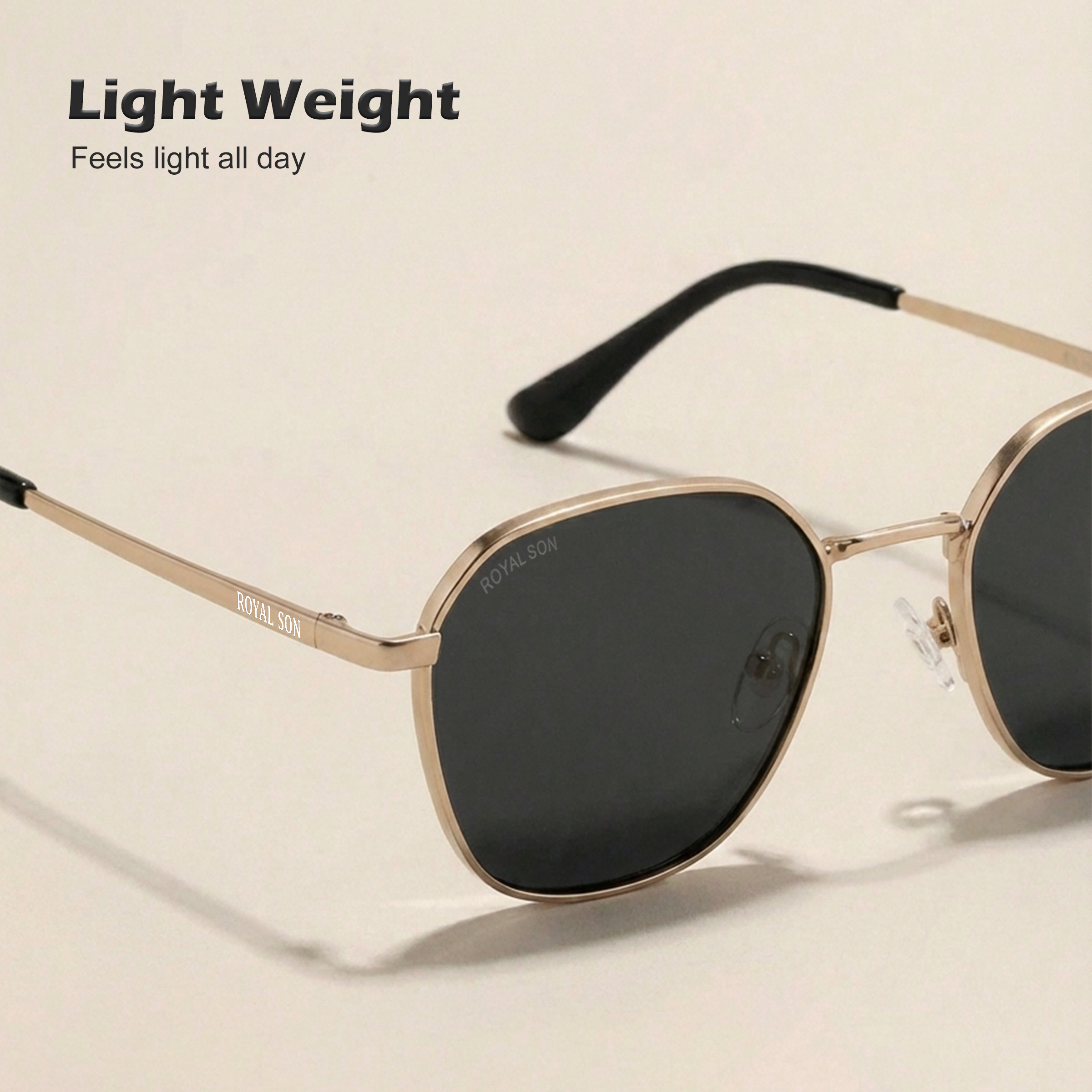 ROYAL SON Full Rim Square Polarized Sunglasses with UV Protection For Men and Women - SG-RS6060-C3