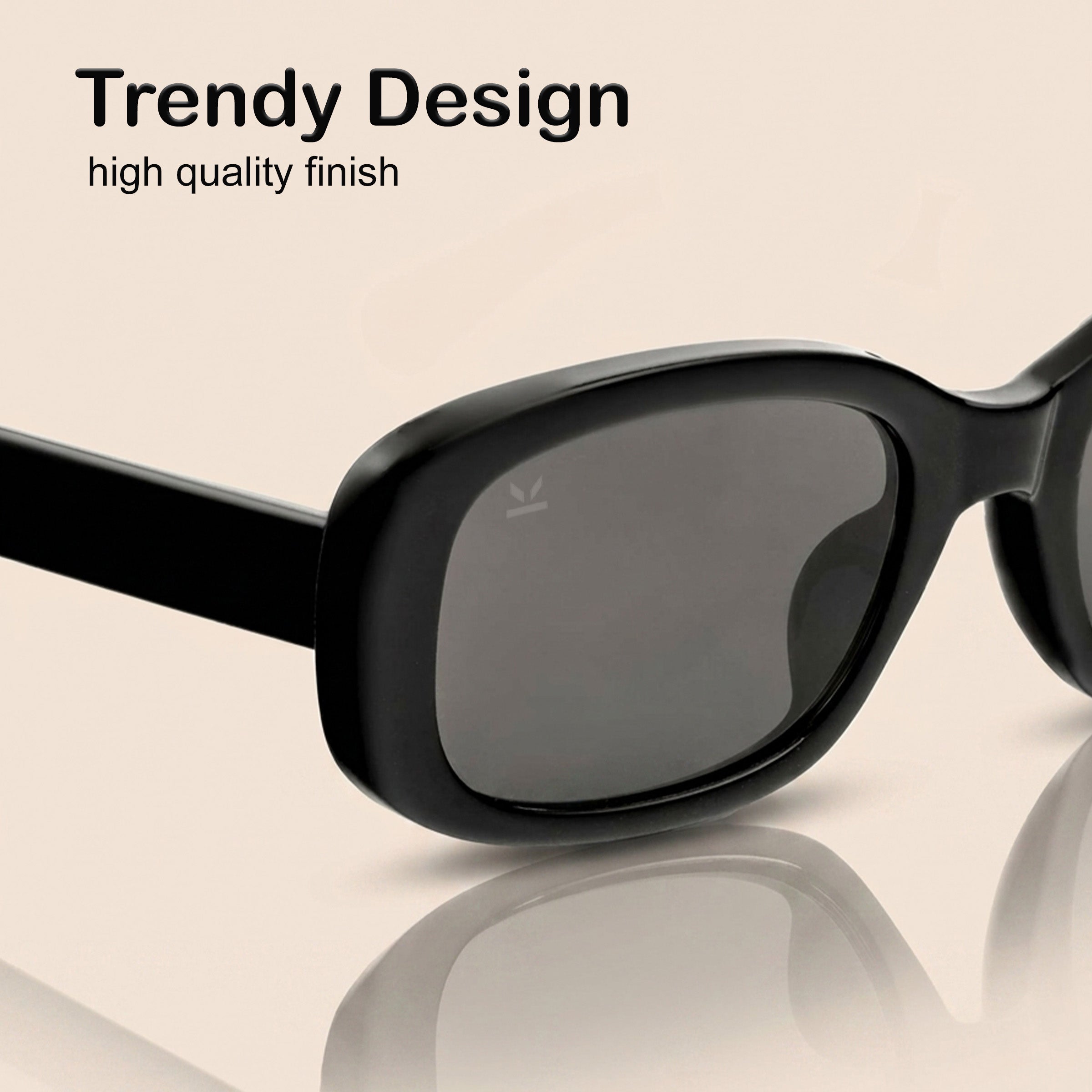 PERKEY 100% UV Protected Rectangle Sunglasses For Women - PRKY0019-C1