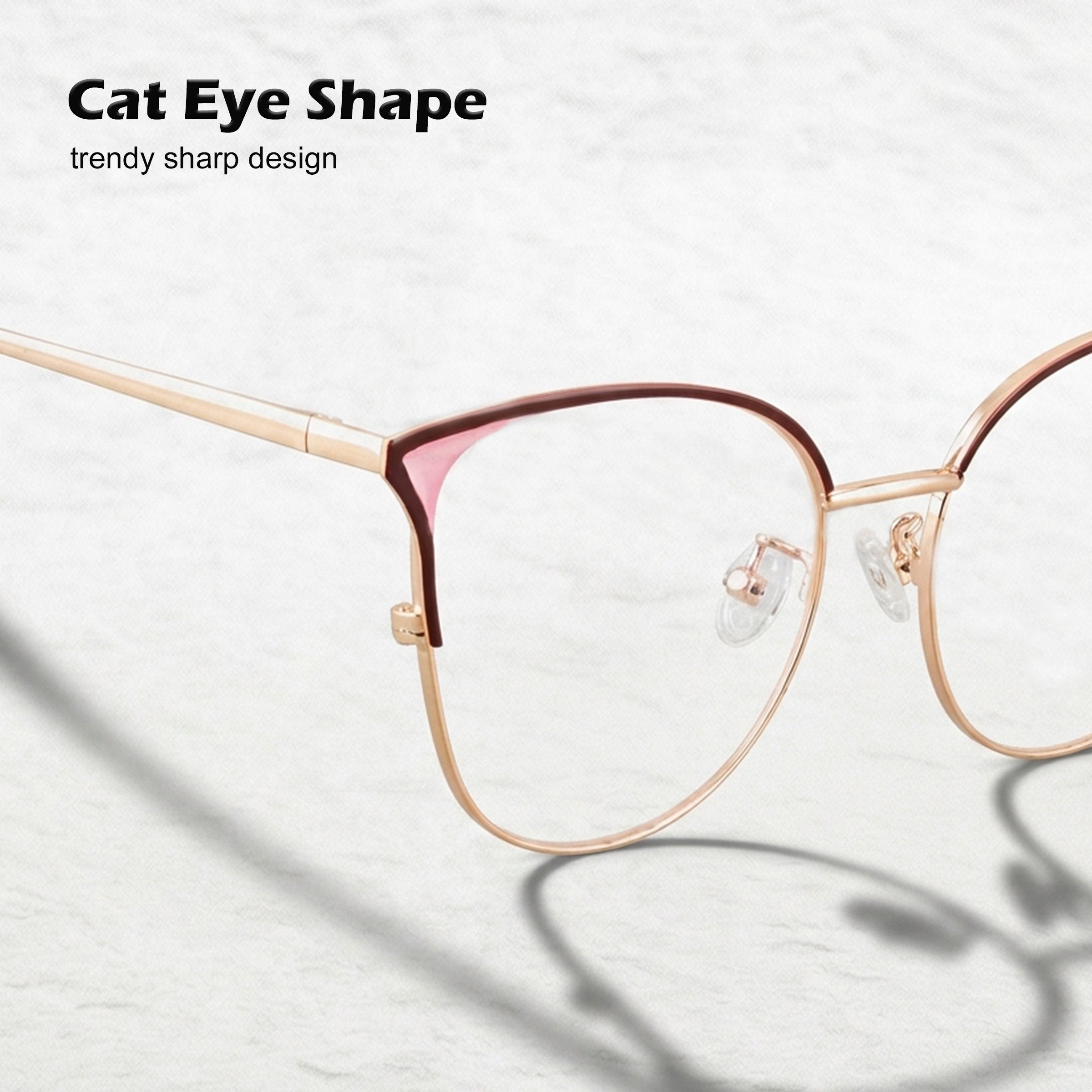 Royal Son Cat Eye Maroon Gold Computer Glasses Women - SF0084-C3