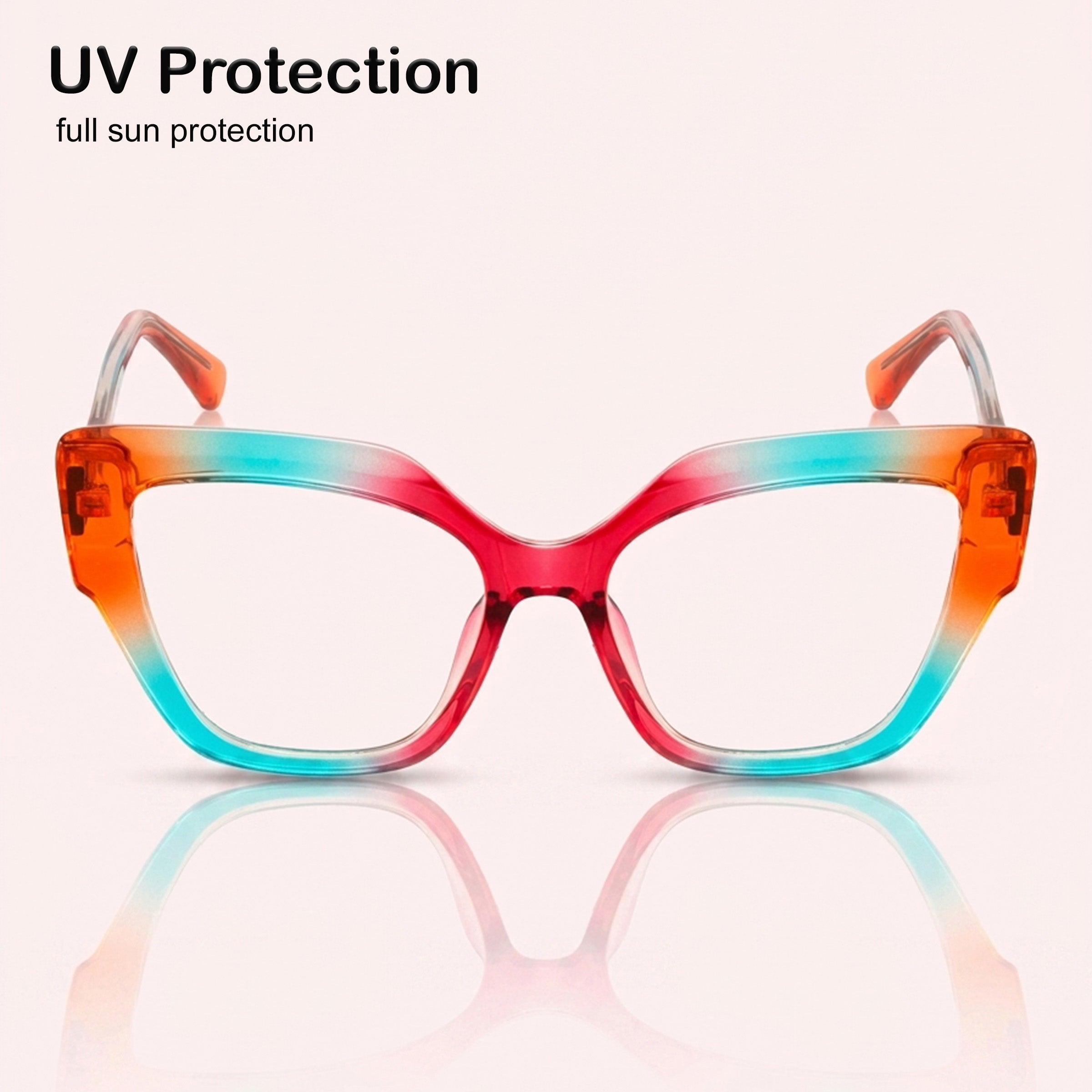 PERKEY Full Rim Cat Eye-Oversized Blue Light Blocking Spectacles Frames Women - OPTL001-C3
