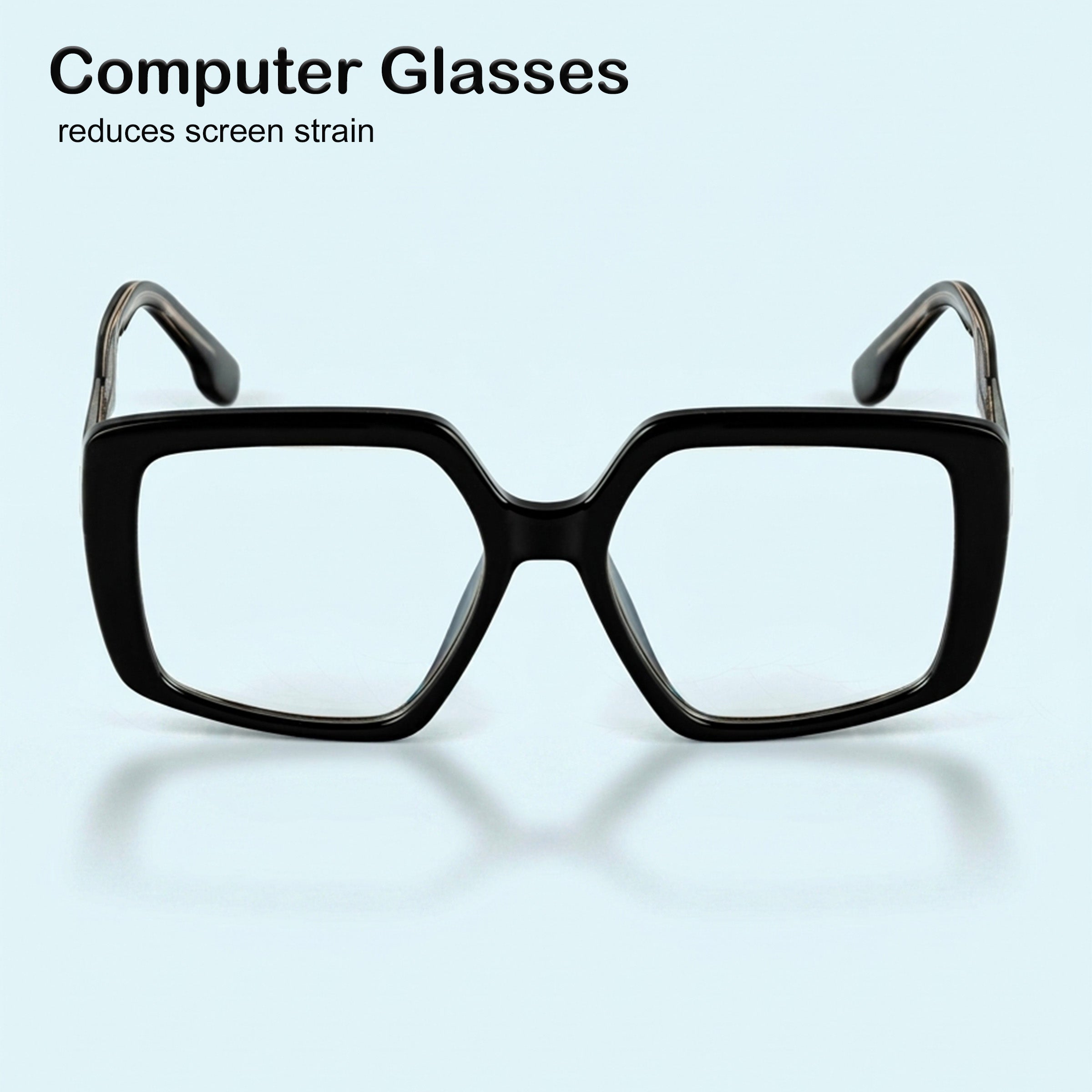 PERKEY Full Rim Square-Oversized Computer Glasses For Eye Protection Spectacles Frames Men Women - OPTL007-C1