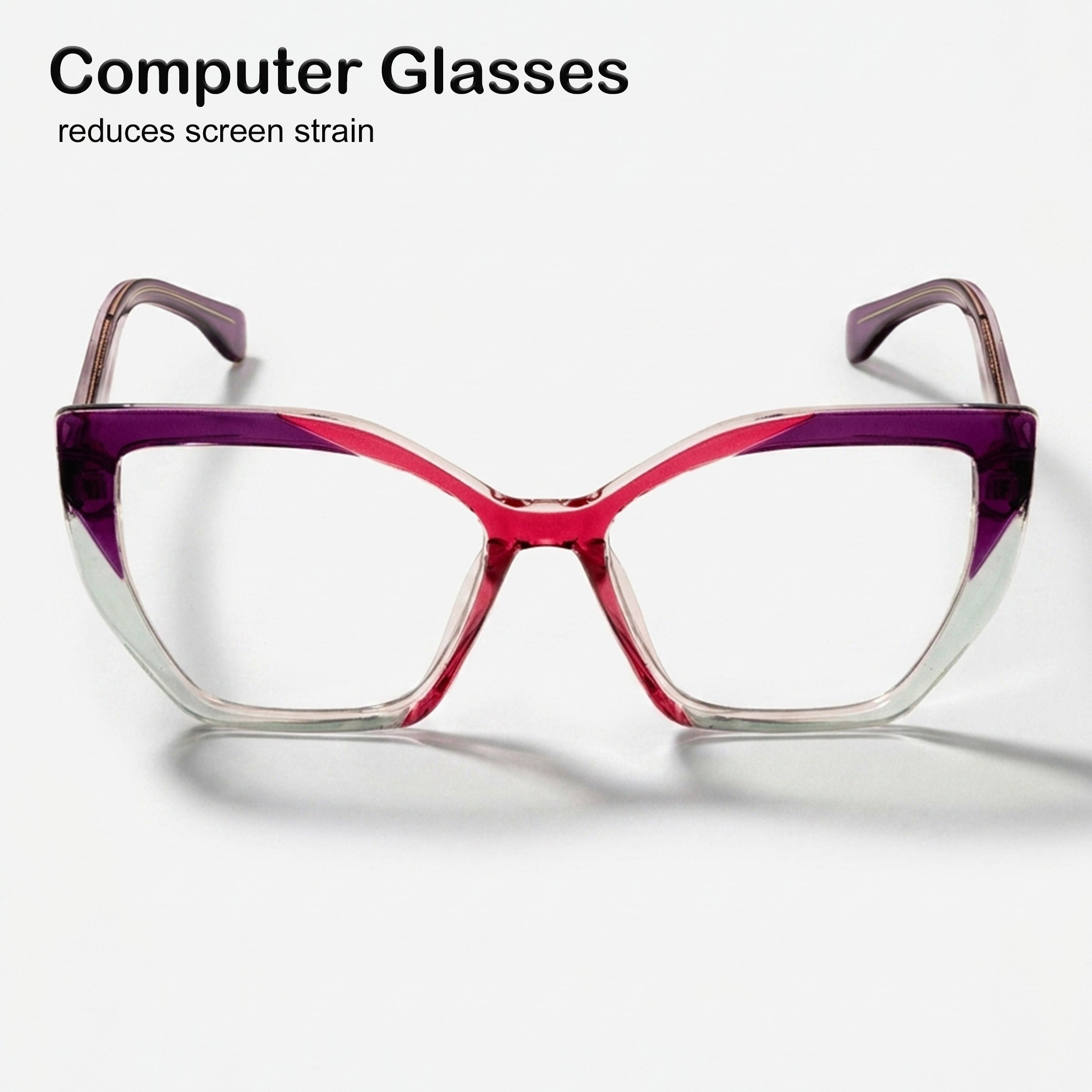 PERKEY Full Rim Square-Cat Eye Blue Light Blocking glasses Spectacles Frames Women - OPTL0011-C3