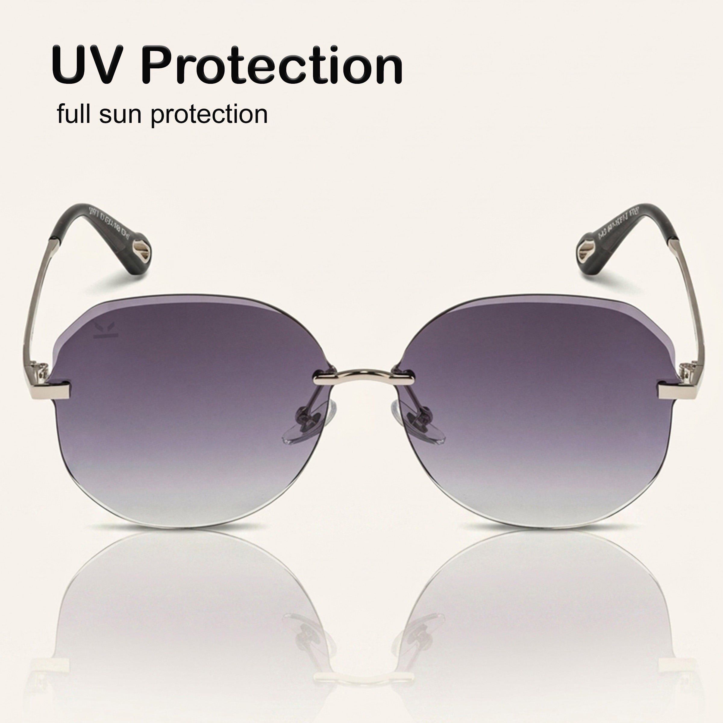 PERKEY UV Protected Stylish Rimless Sunglasses For Women - PRKY0015-C1